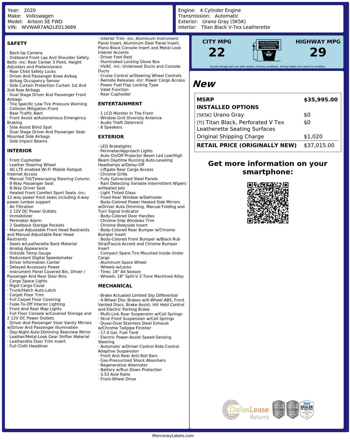 Monroney Label