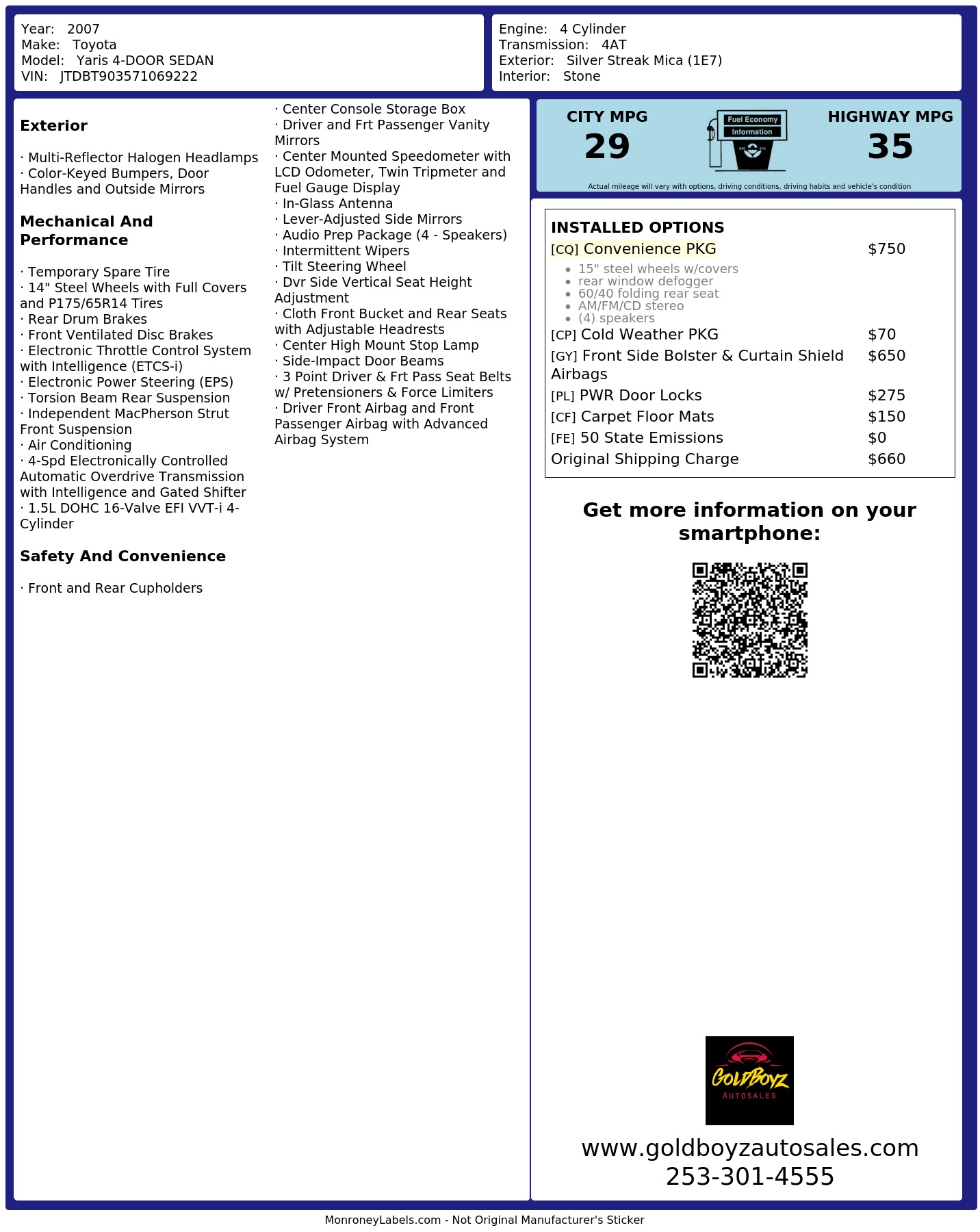 Monroney Label