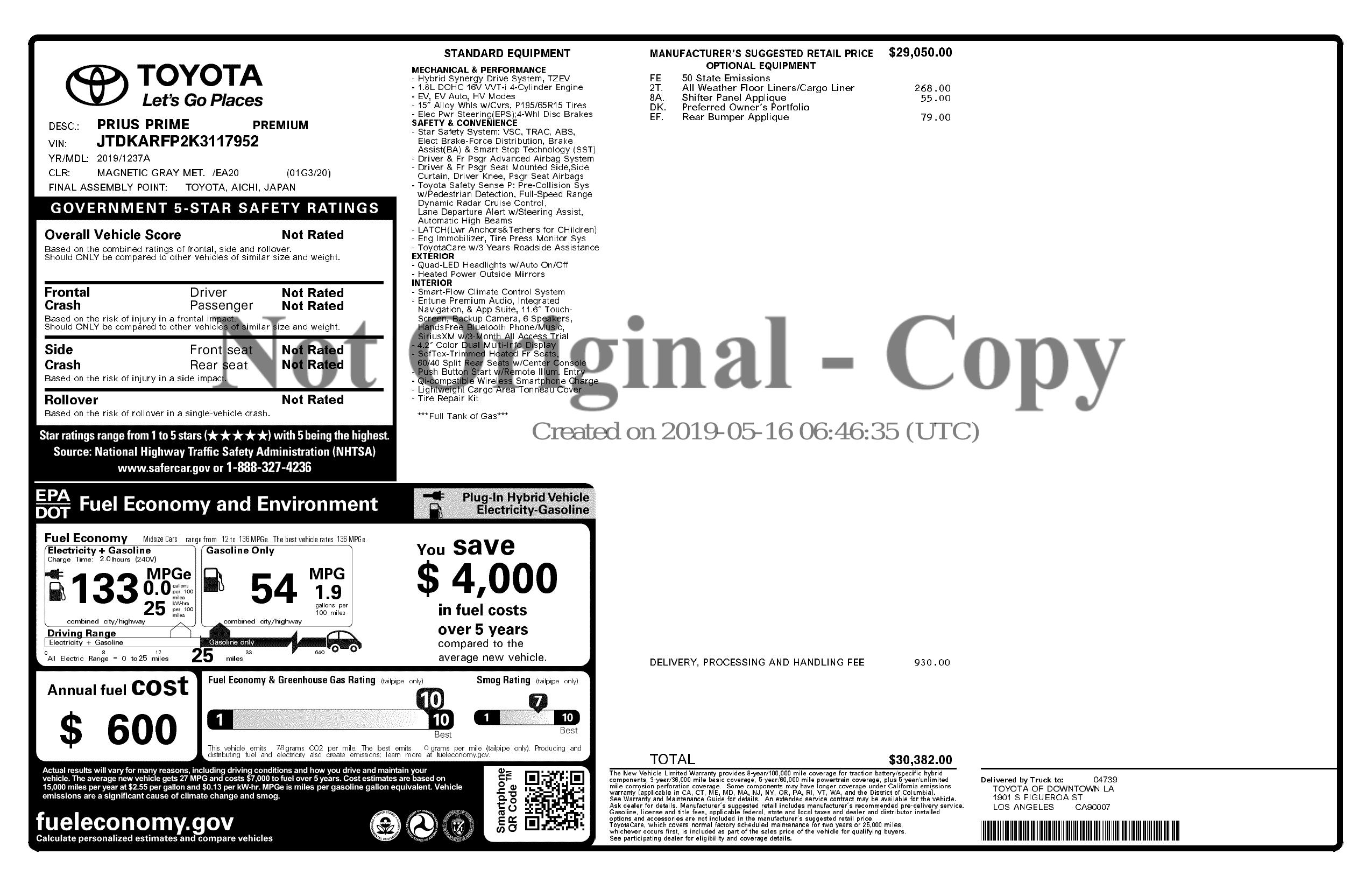 Monroney Label
