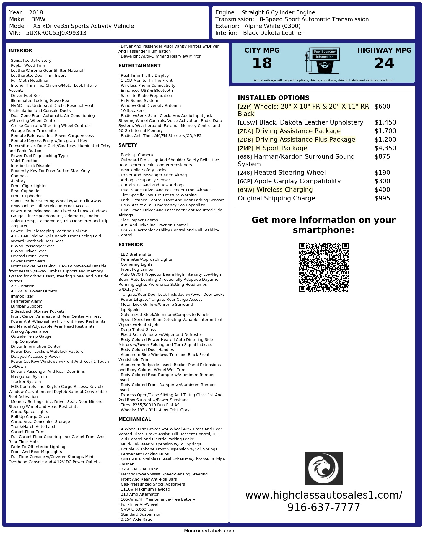 Monroney Label