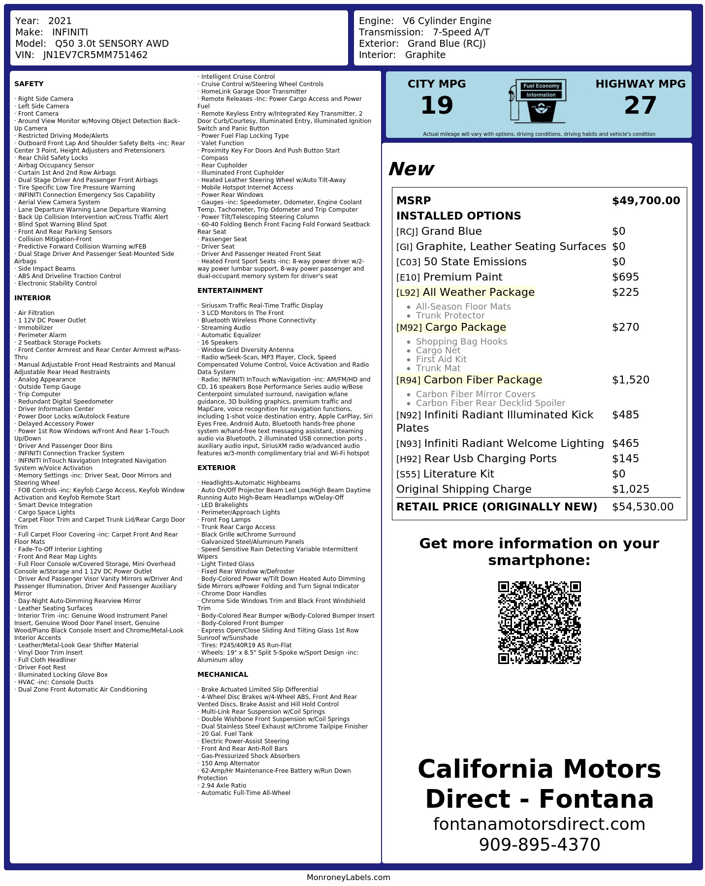 Monroney Label