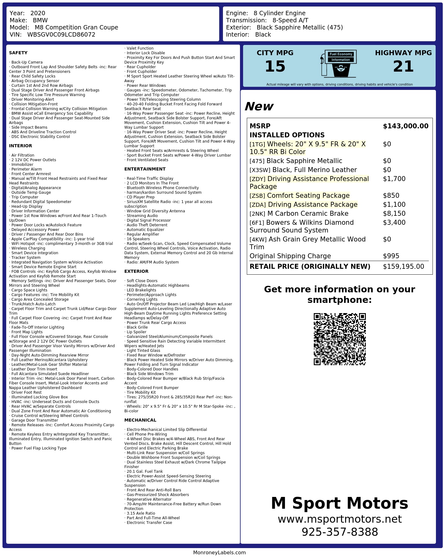 Monroney Label