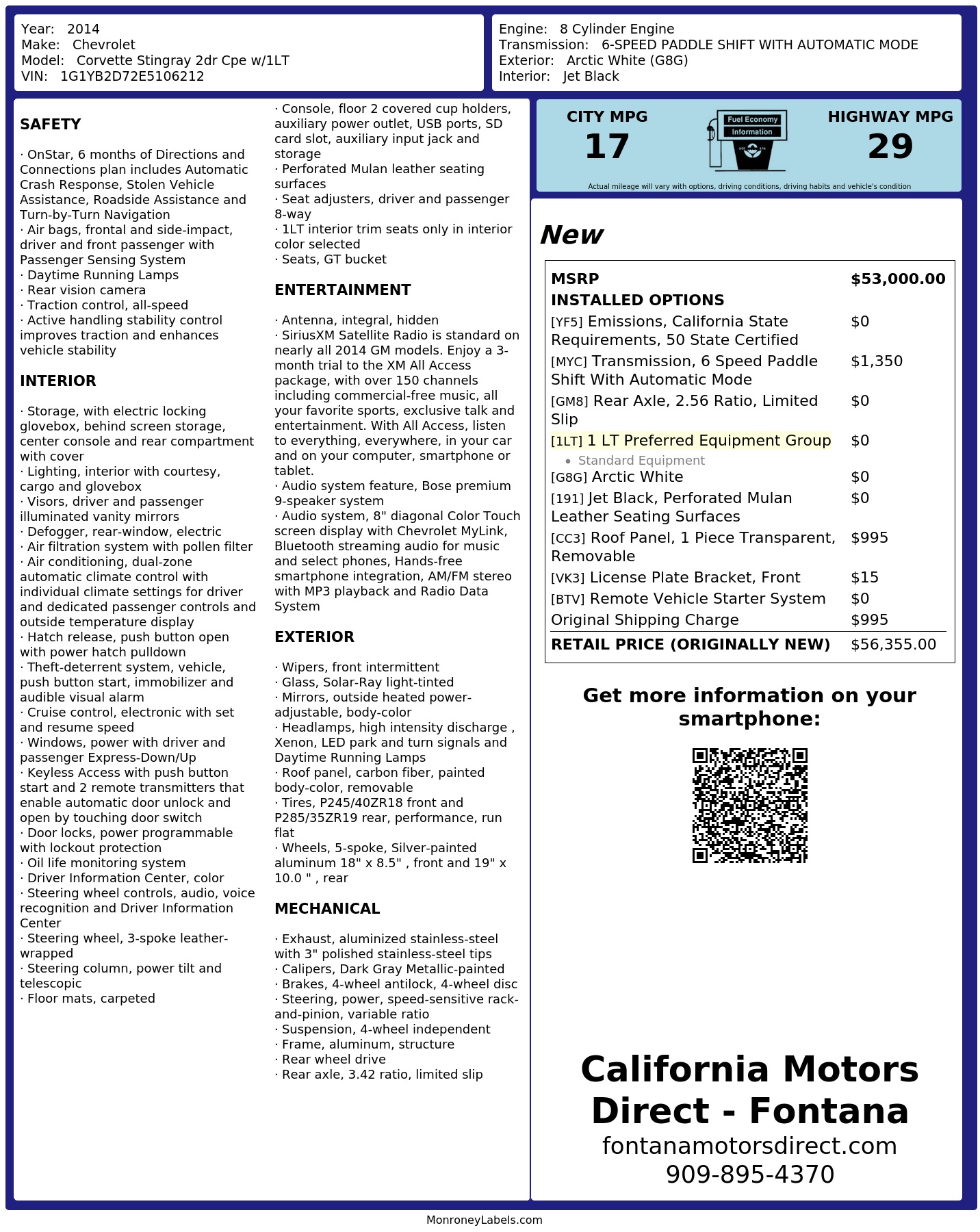 Monroney Label