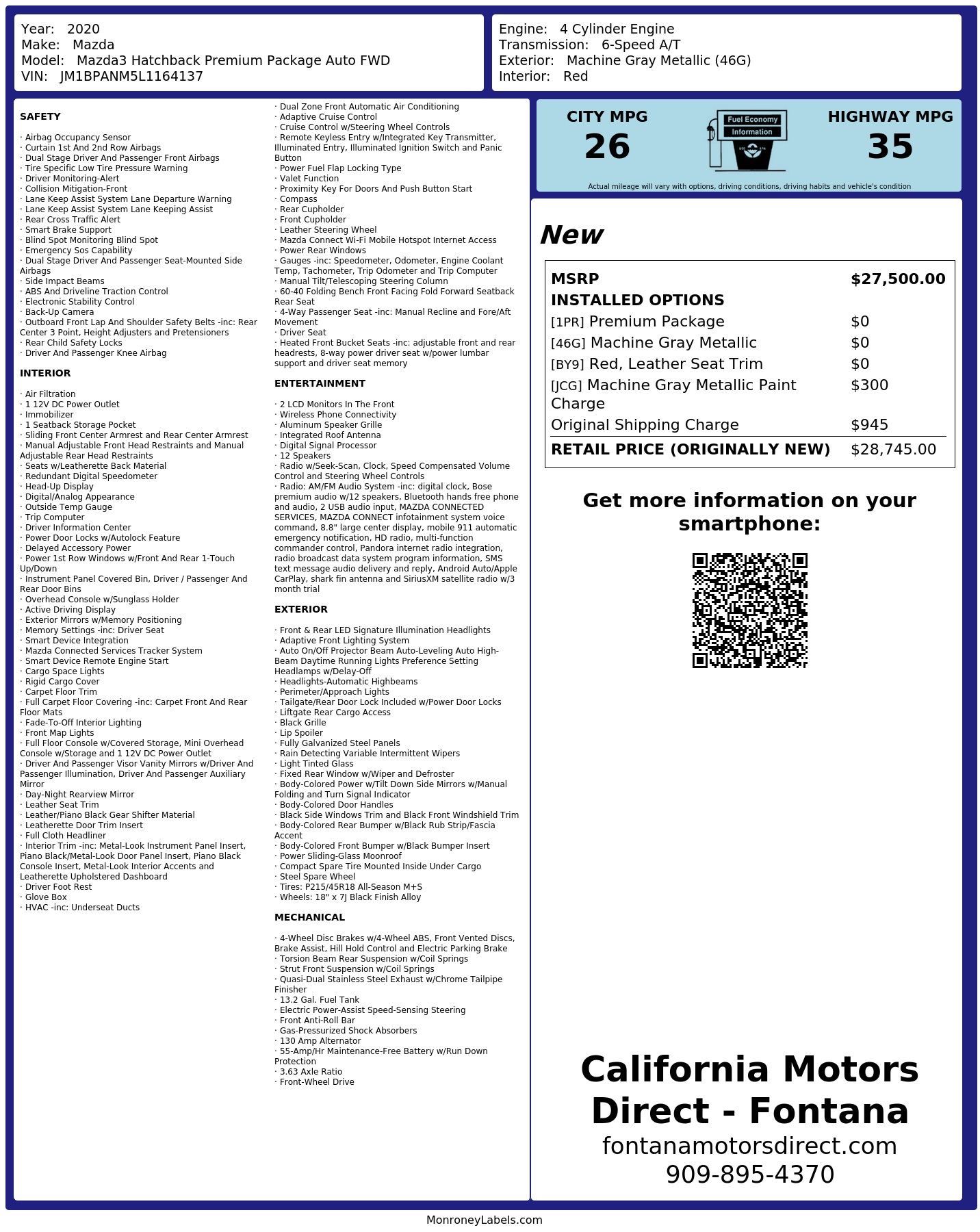 Monroney Label