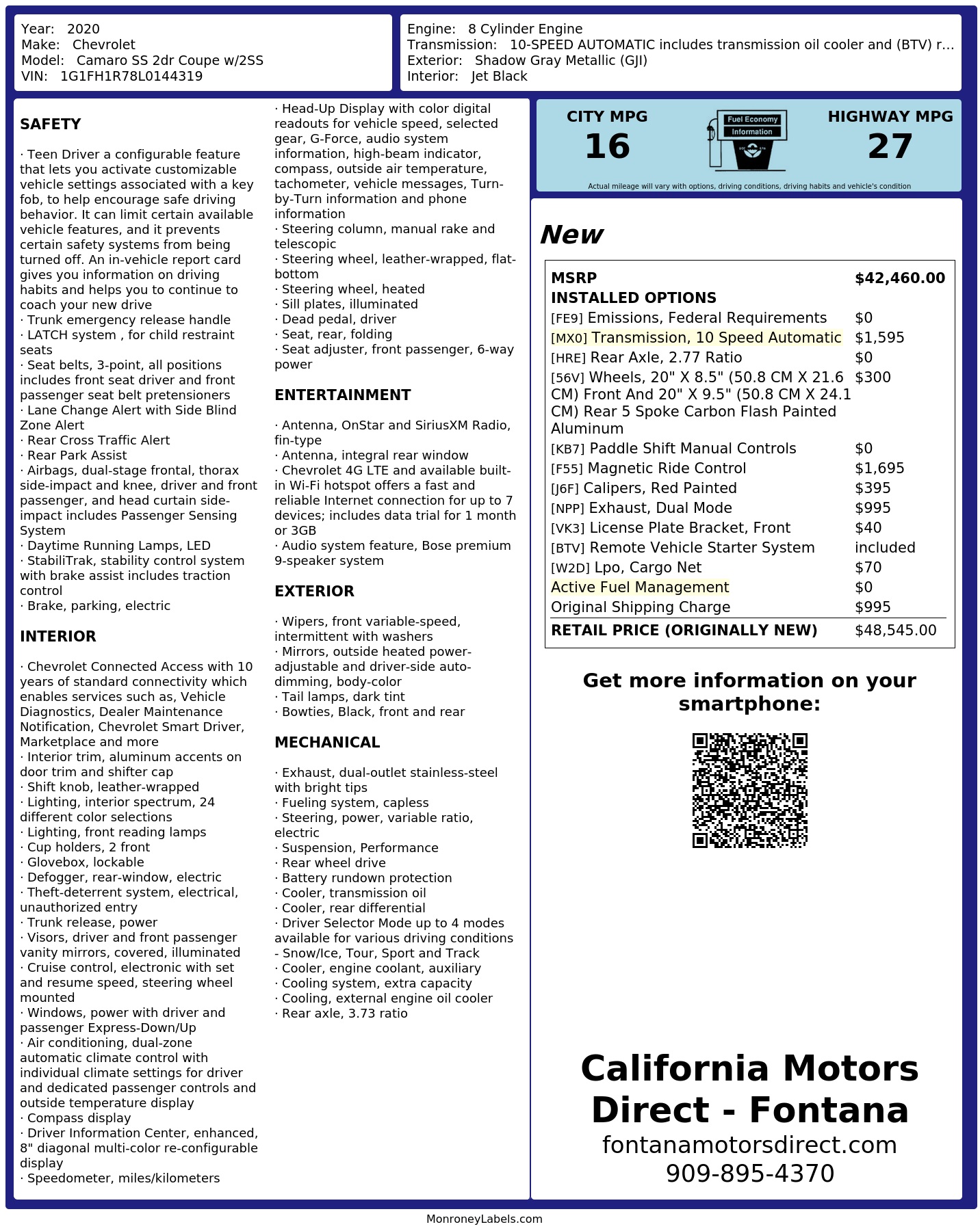 Monroney Label