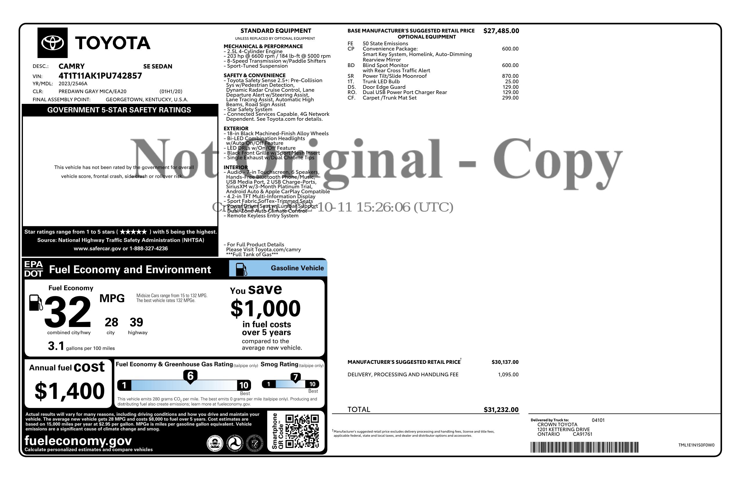 Monroney Label