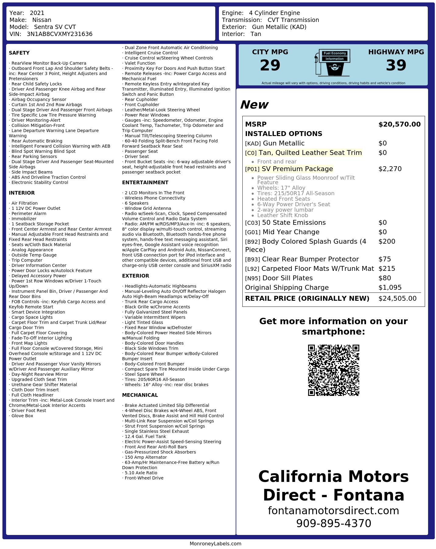 Monroney Label