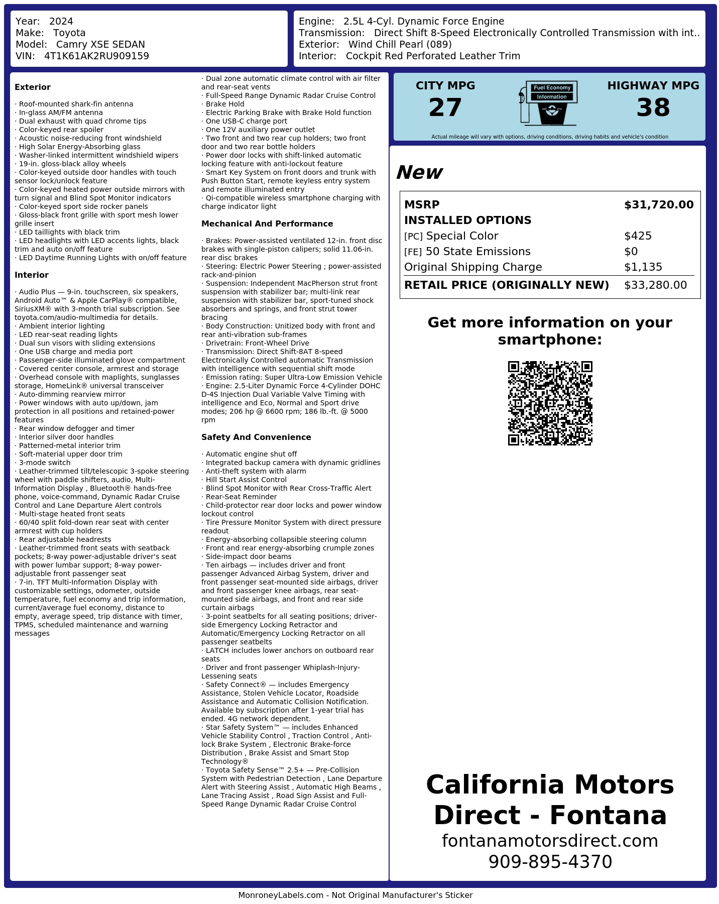 Monroney Label