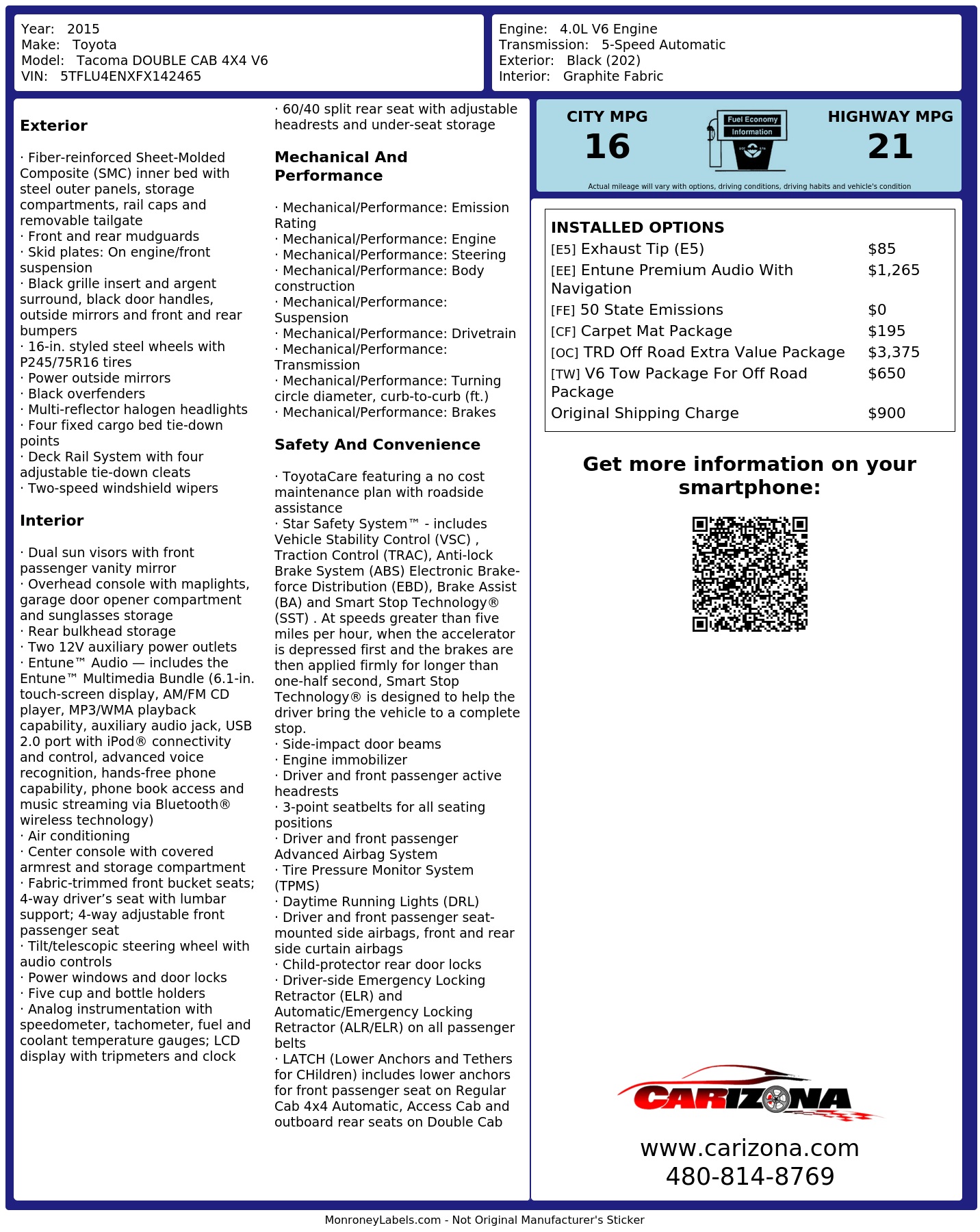 Monroney Label