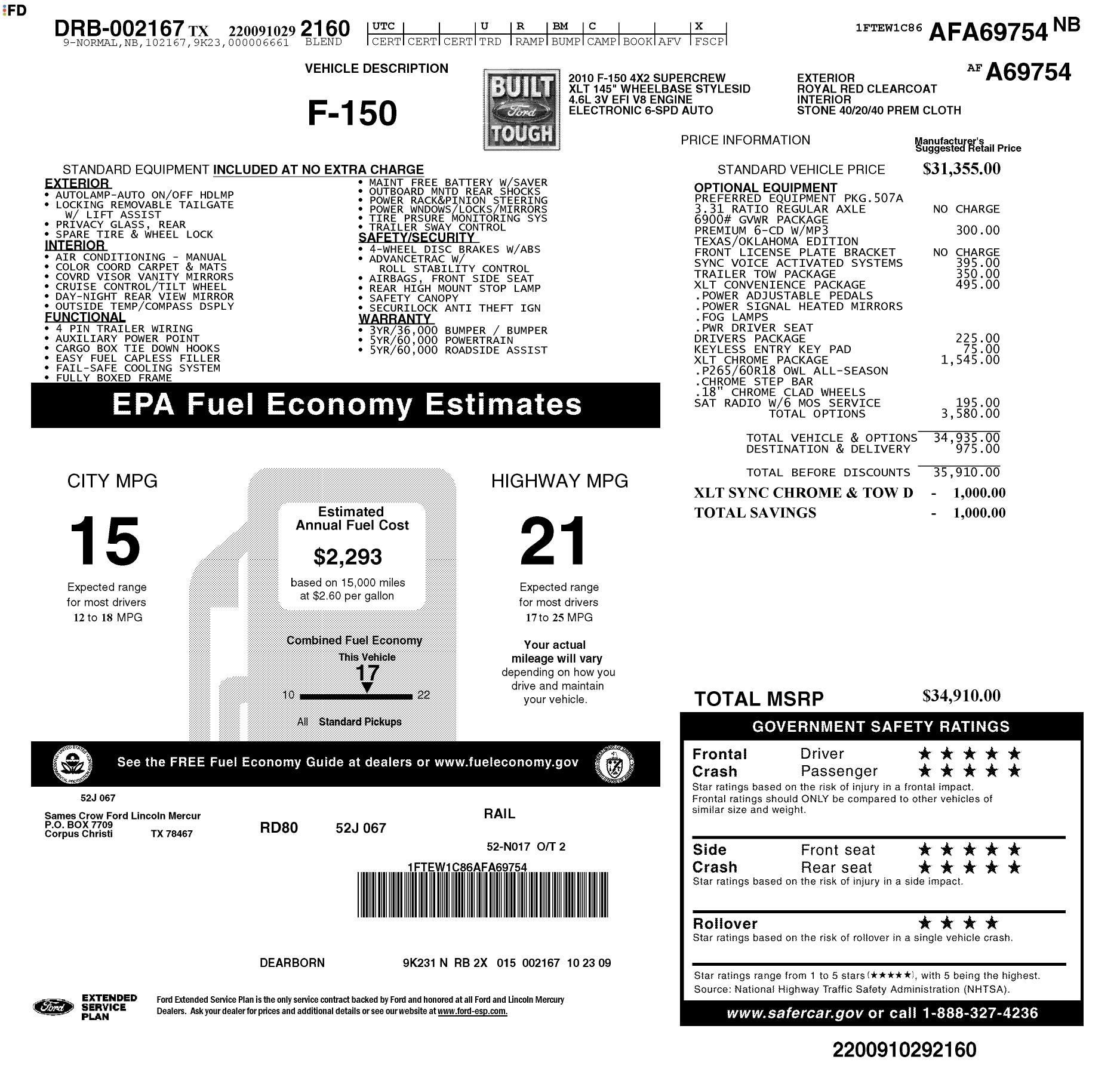 Monroney Label