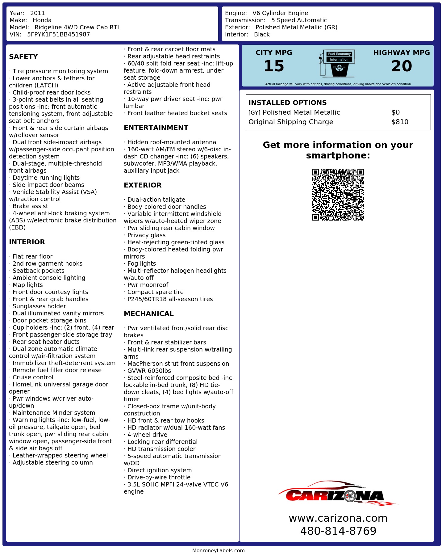 Monroney Label