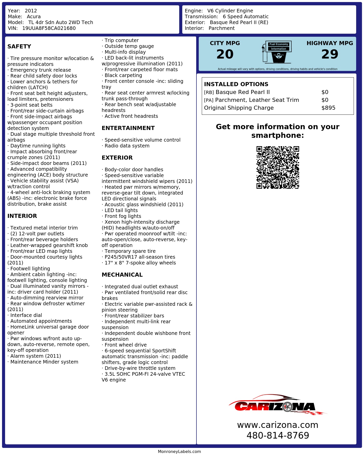 Monroney Label