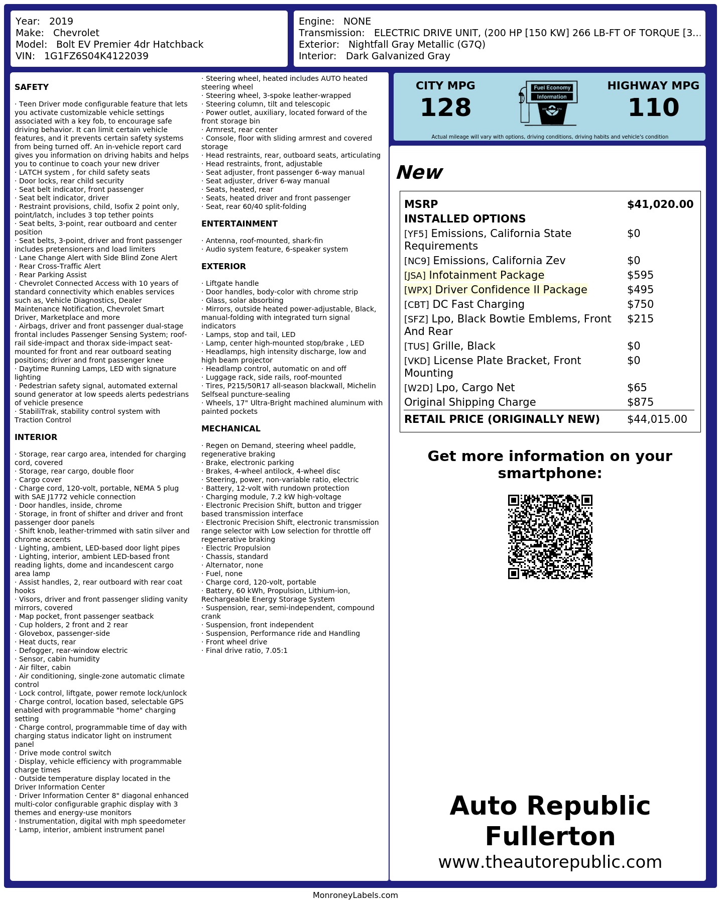 Monroney Label