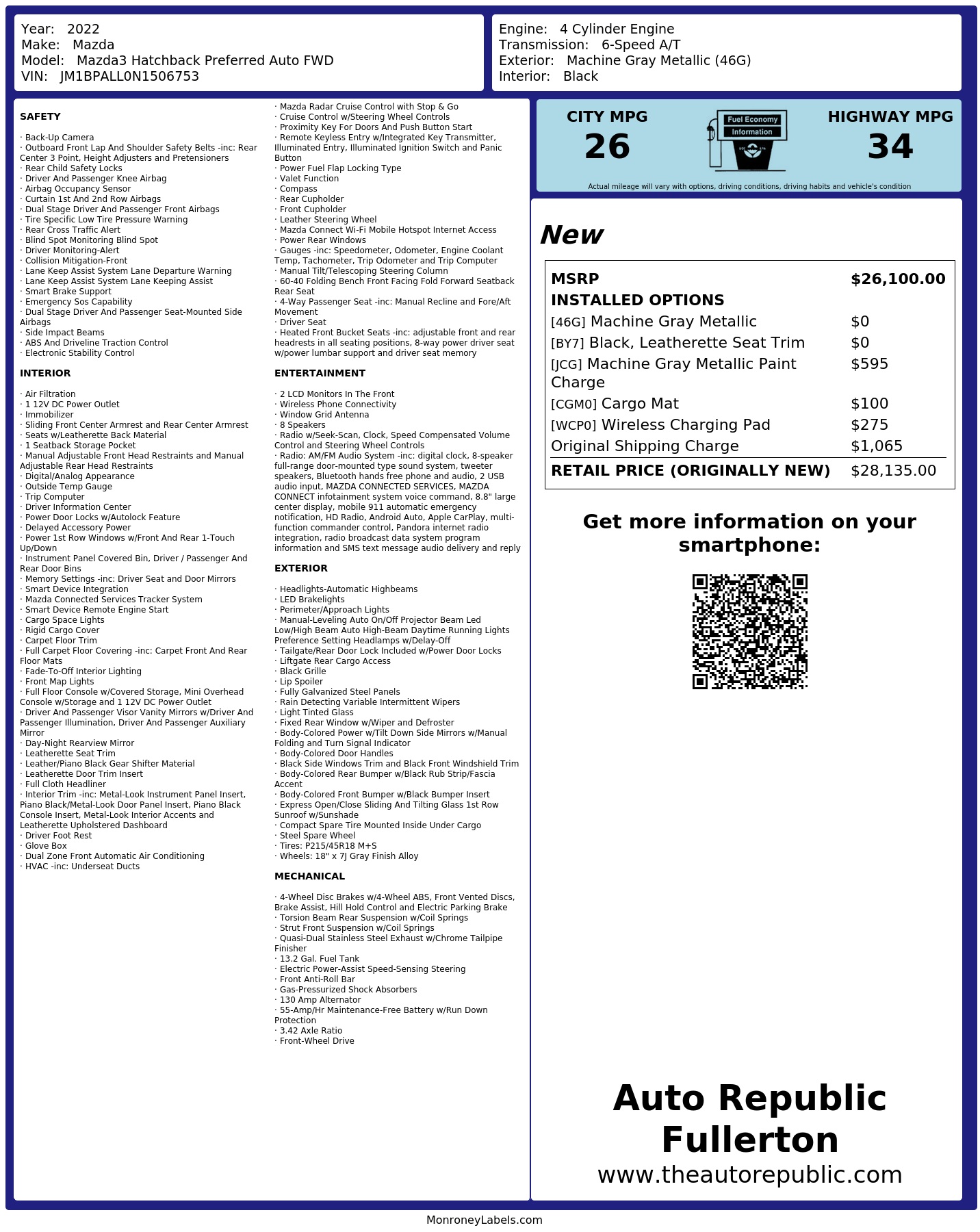 Monroney Label