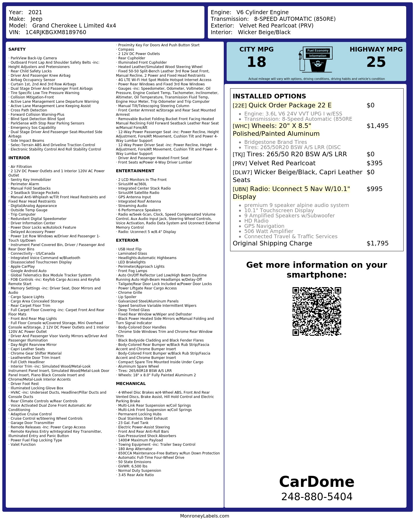 Monroney Label