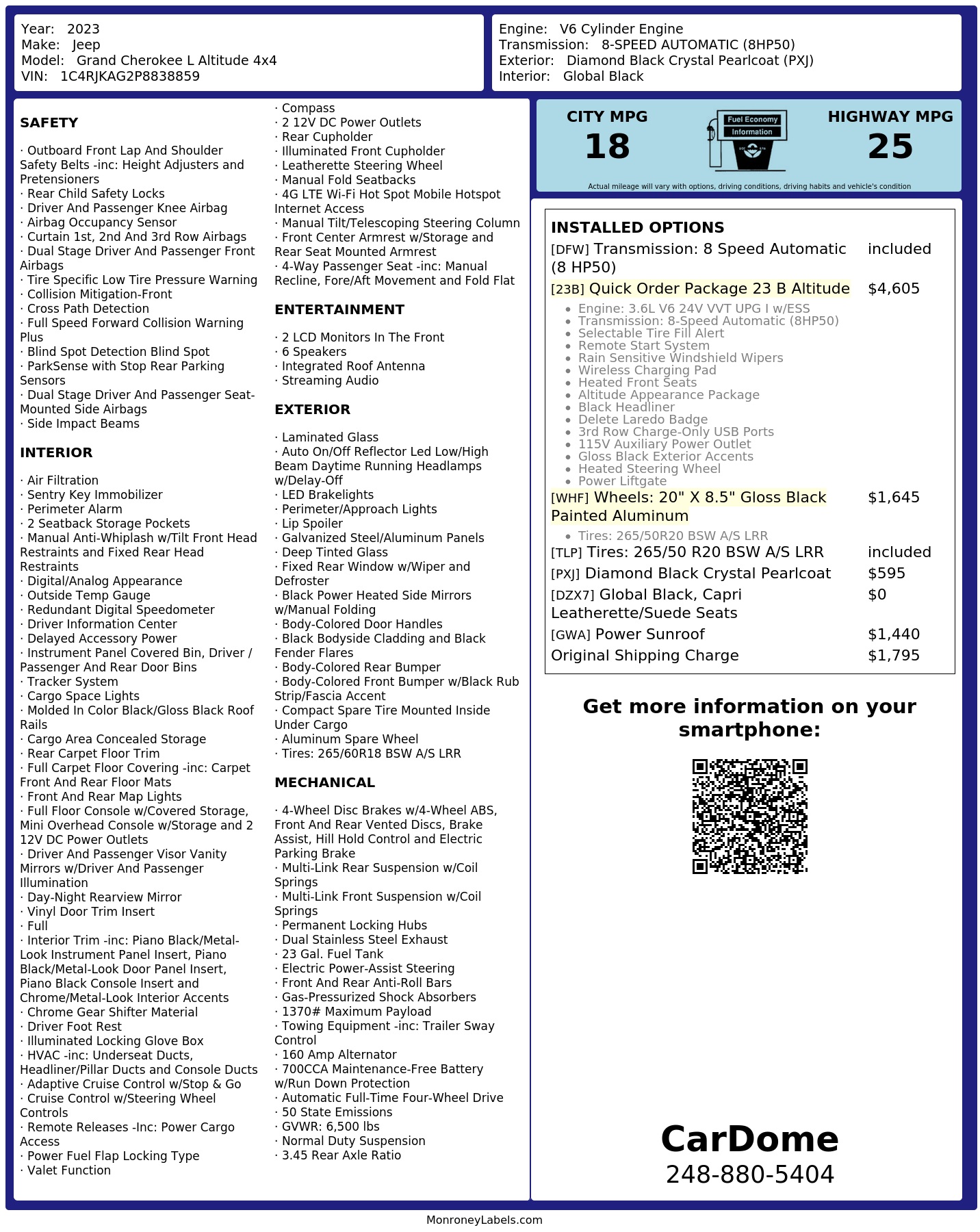 Monroney Label