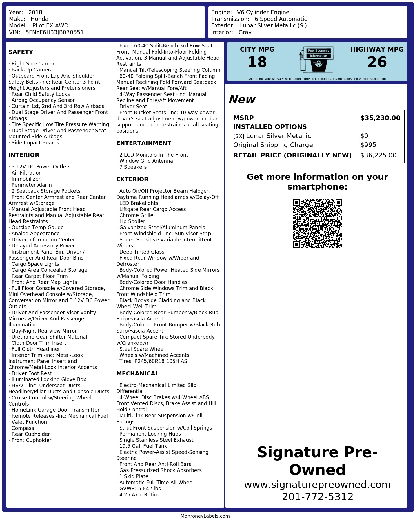 Monroney Label