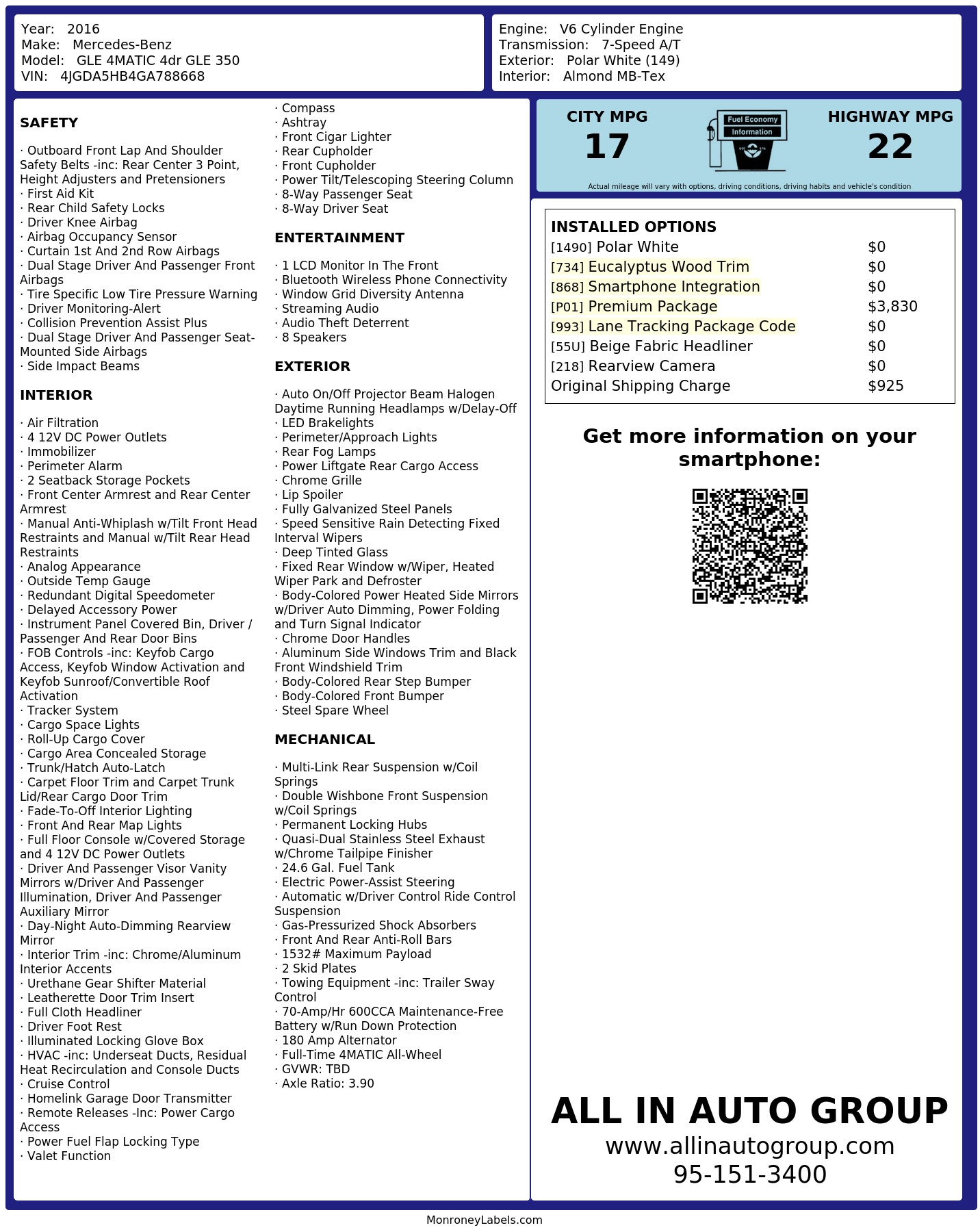 Monroney Label