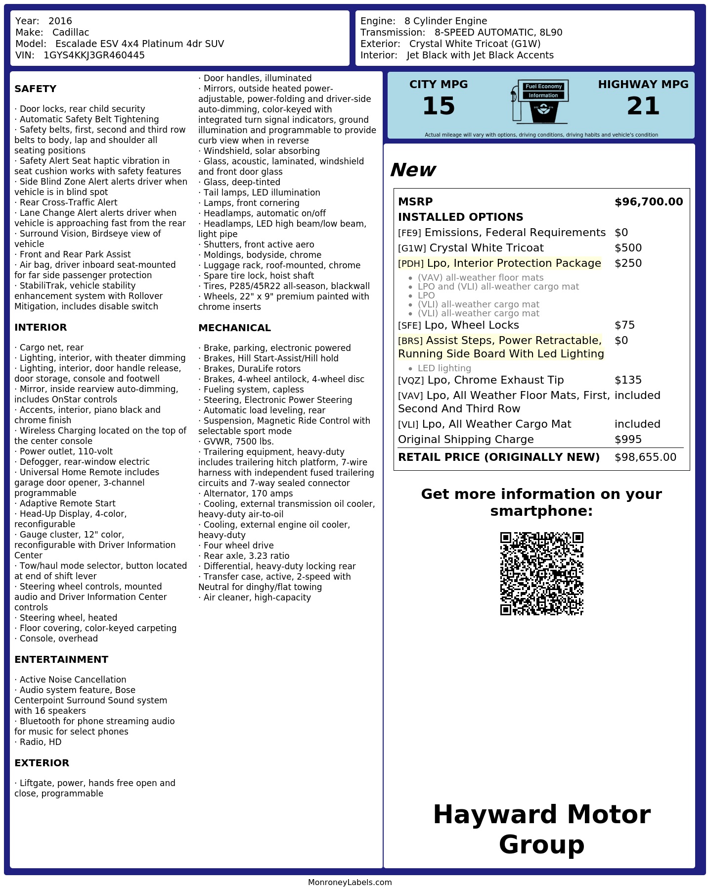 Monroney Label