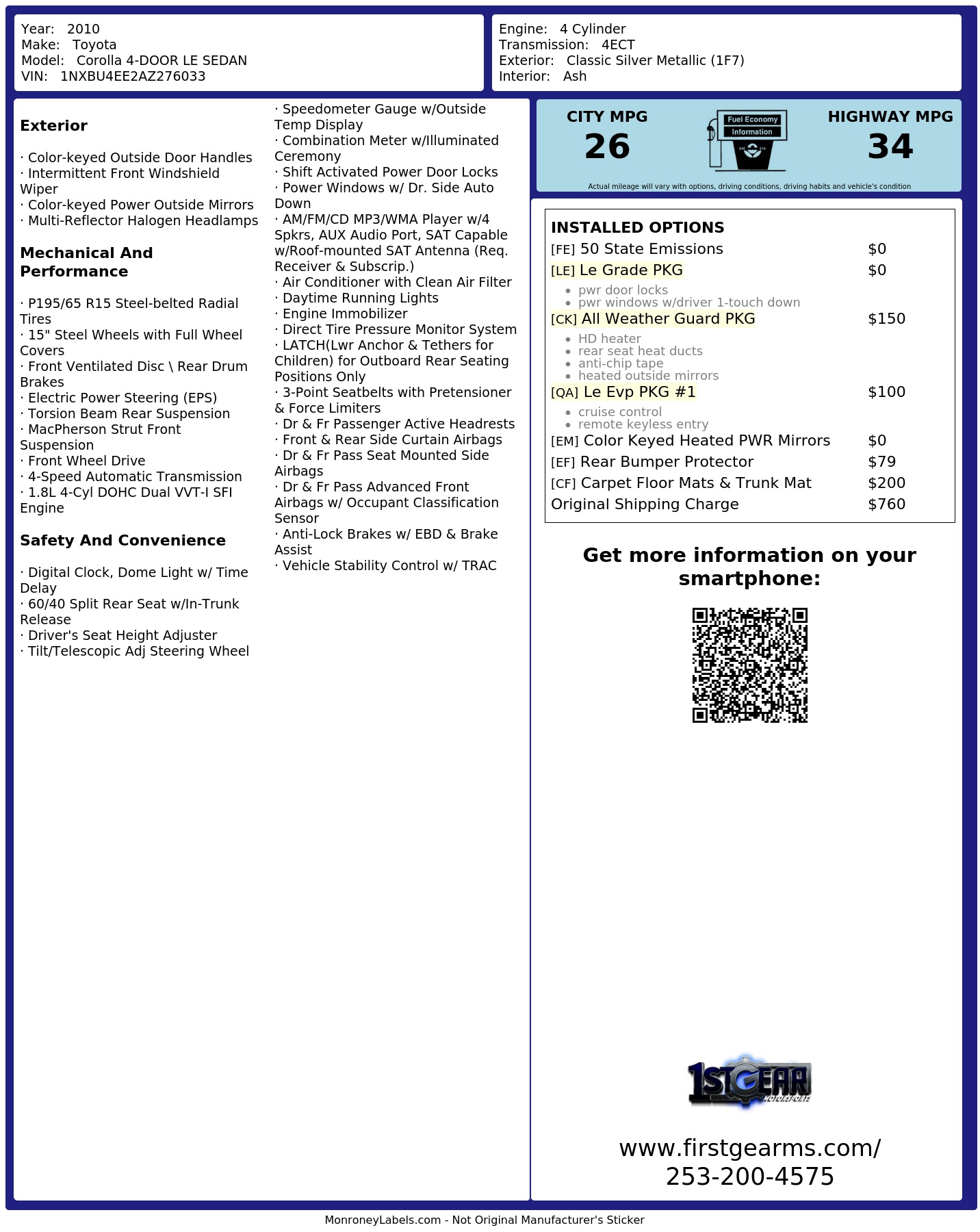 Monroney Label