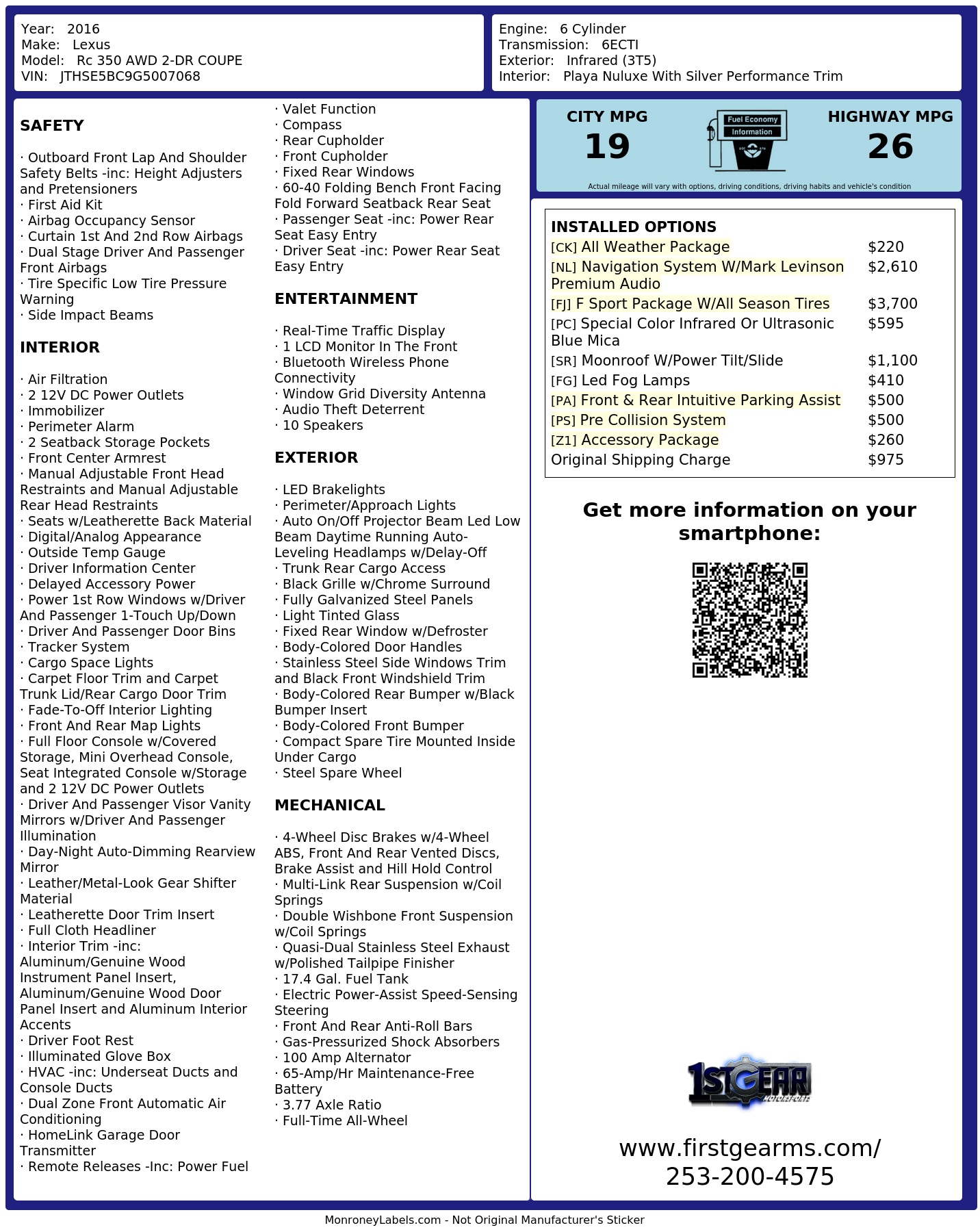 Monroney Label
