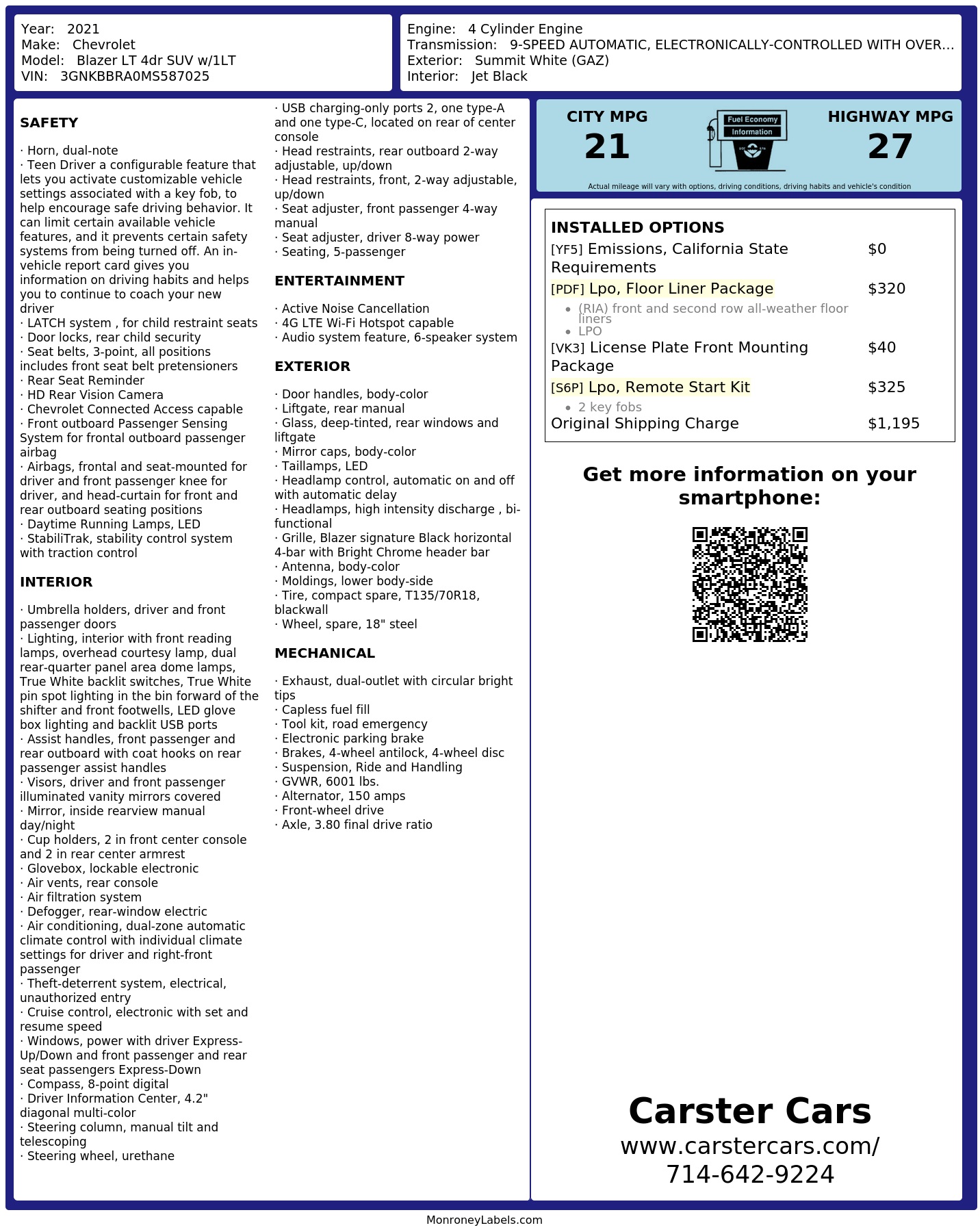 Monroney Label