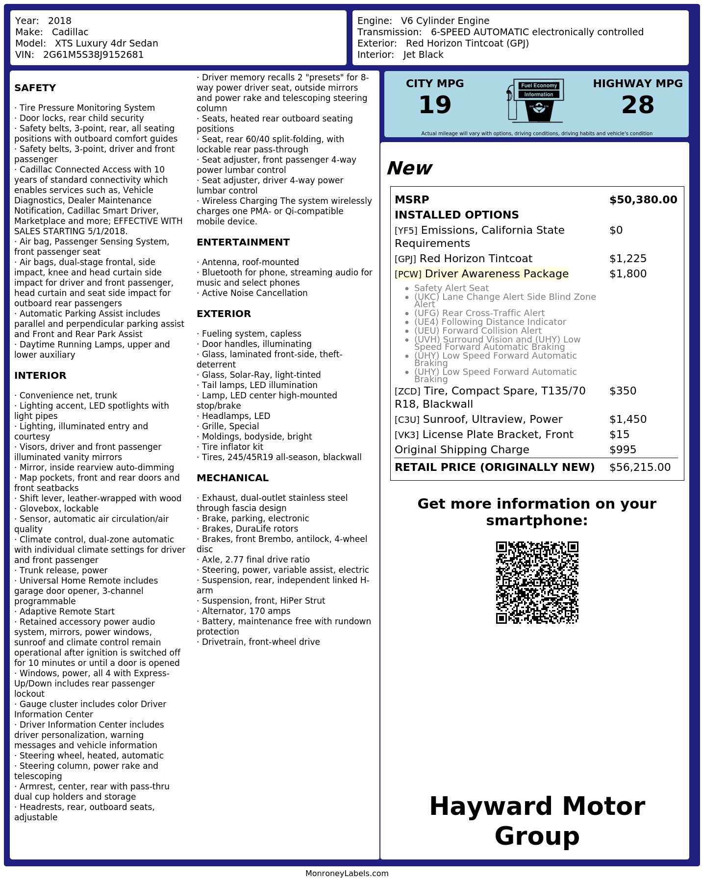 Monroney Label