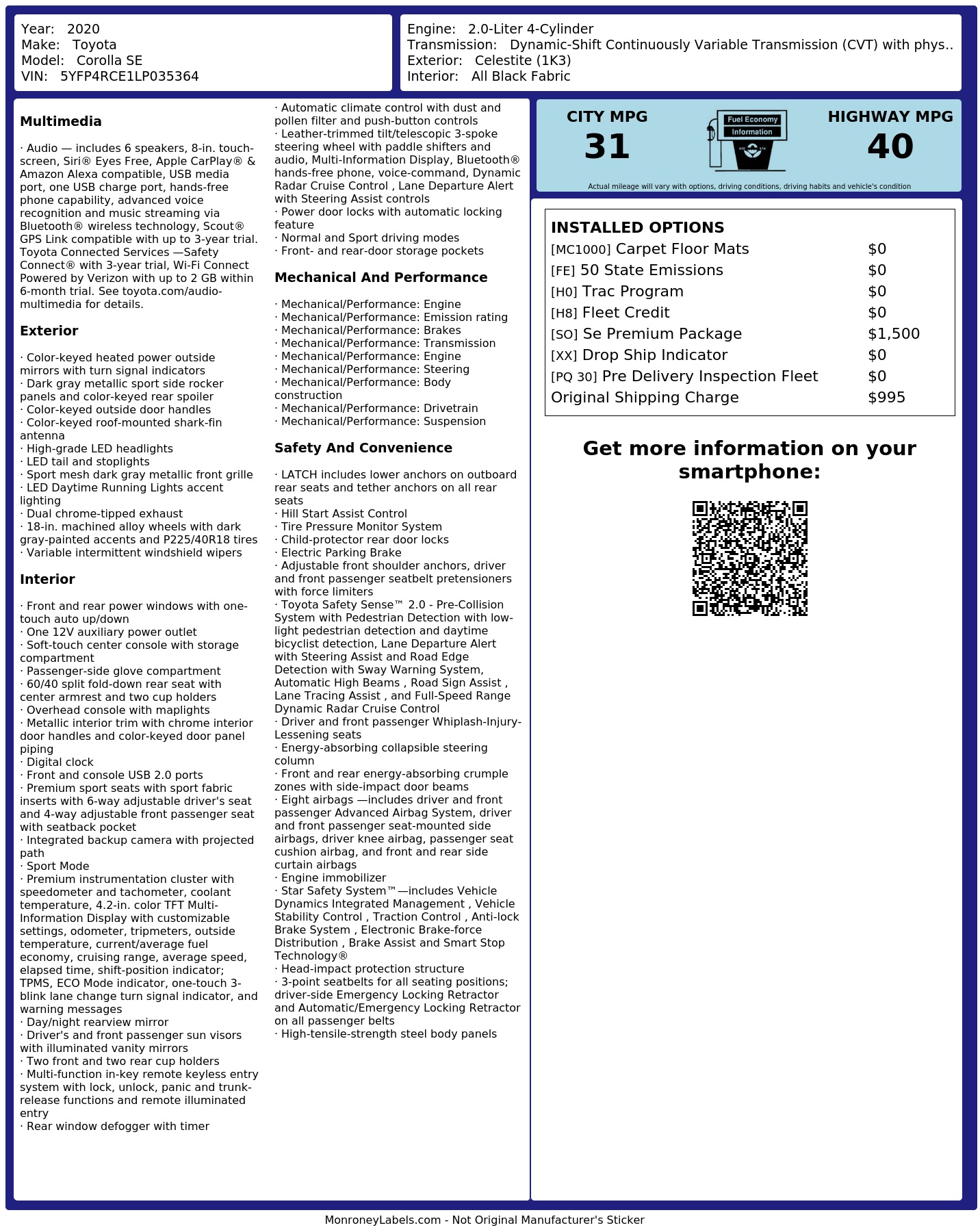 Monroney Label