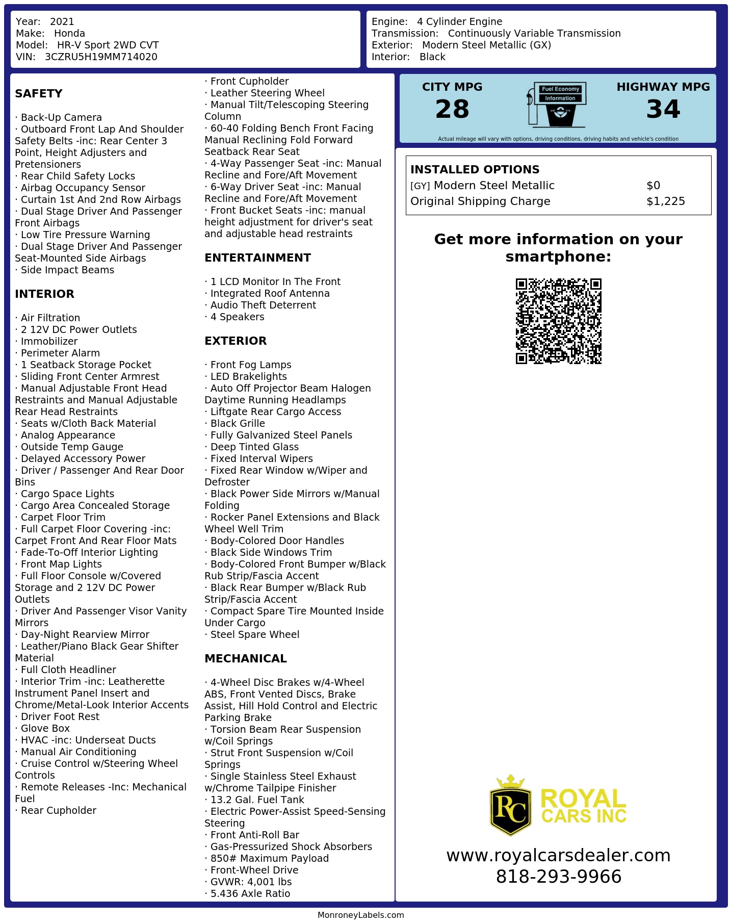 Monroney Label