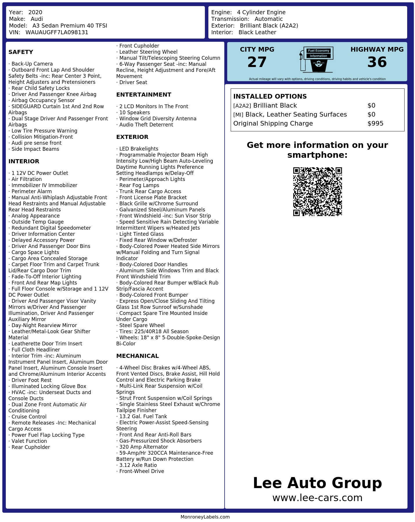 Monroney Label