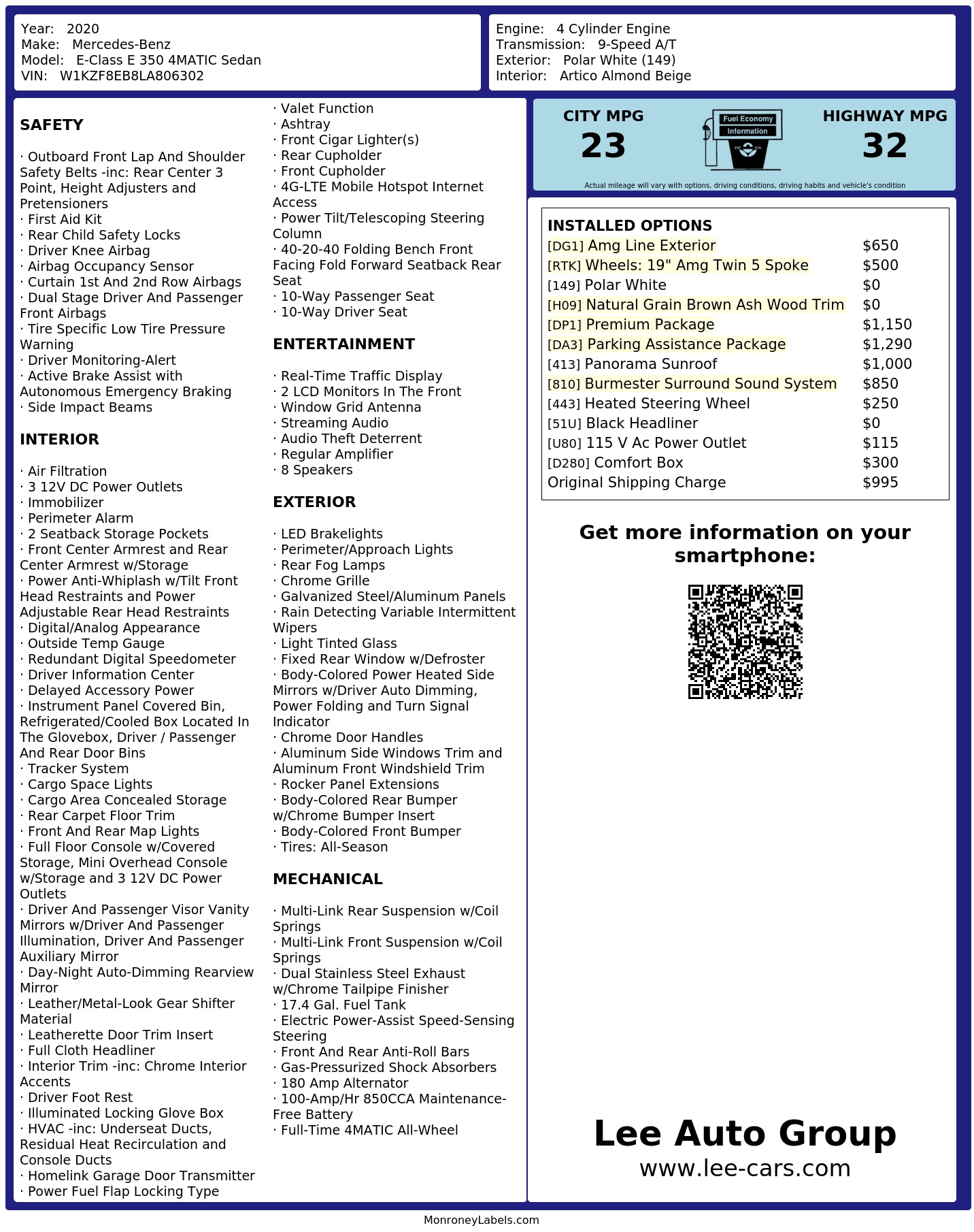 Monroney Label