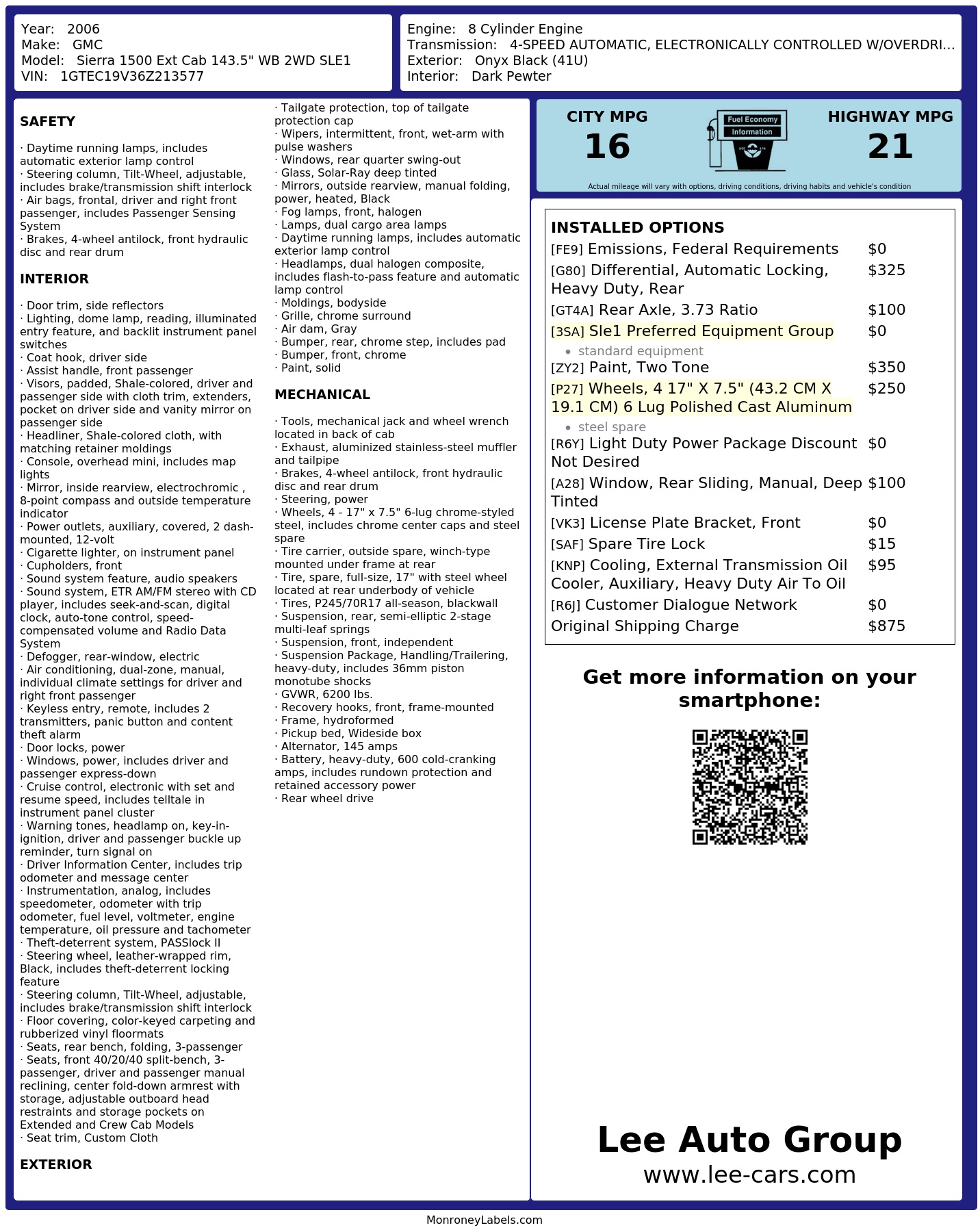 Monroney Label