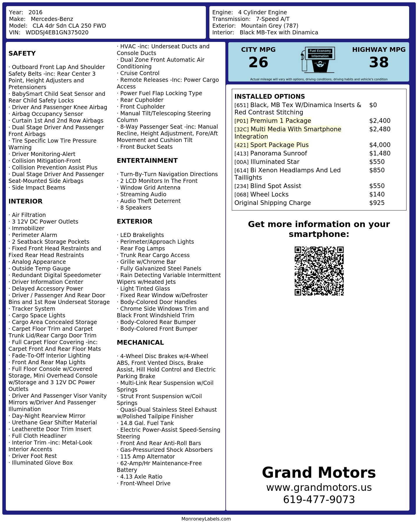 Monroney Label