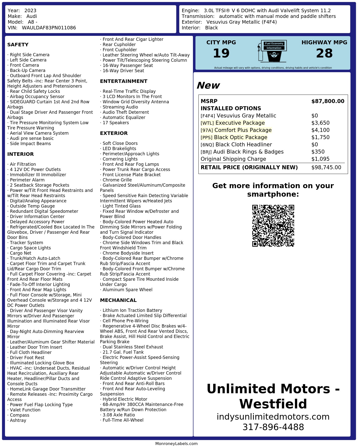 Monroney Label