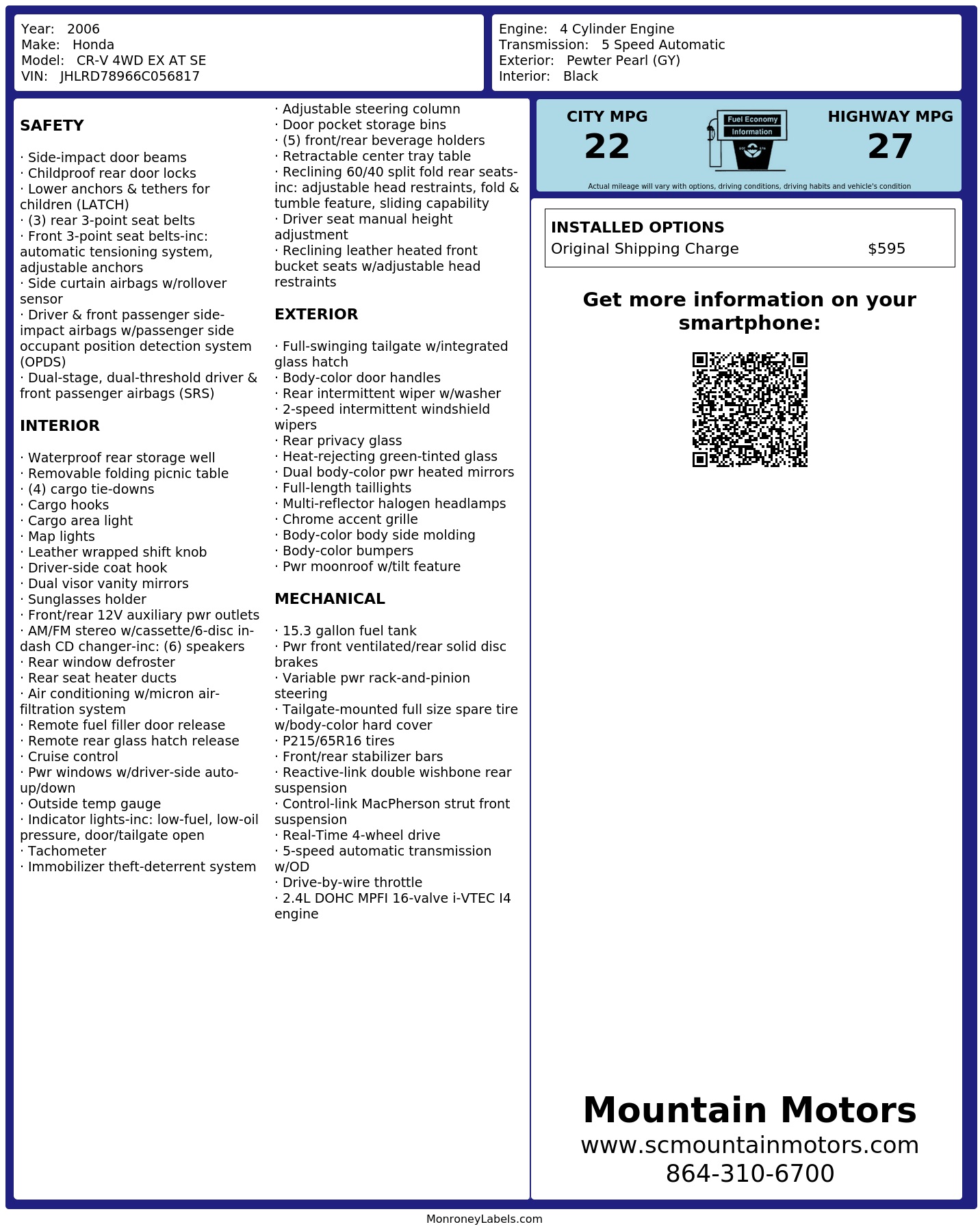 Monroney Label