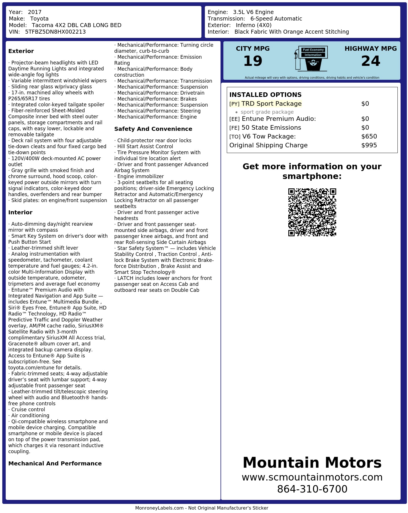 Monroney Label