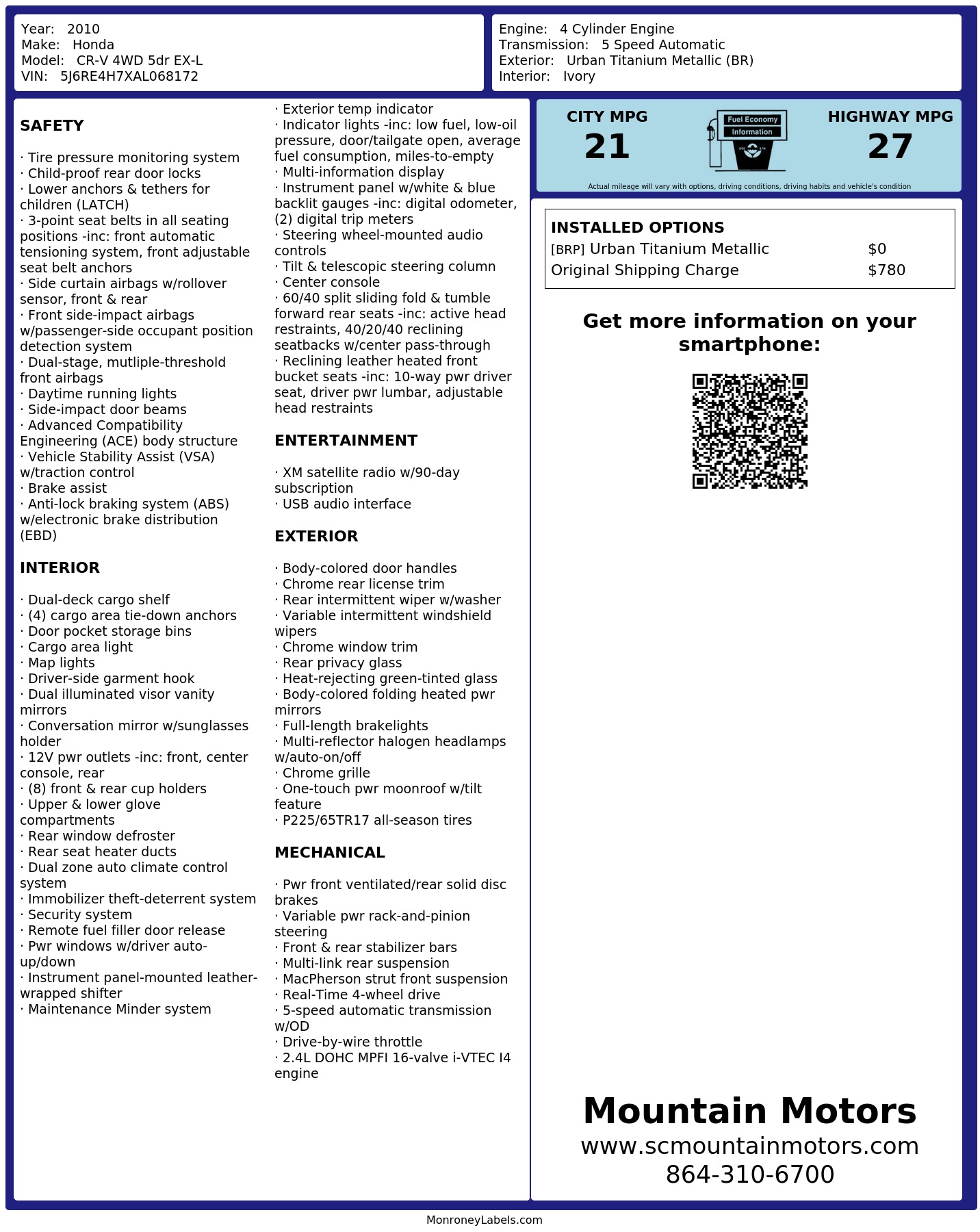 Monroney Label