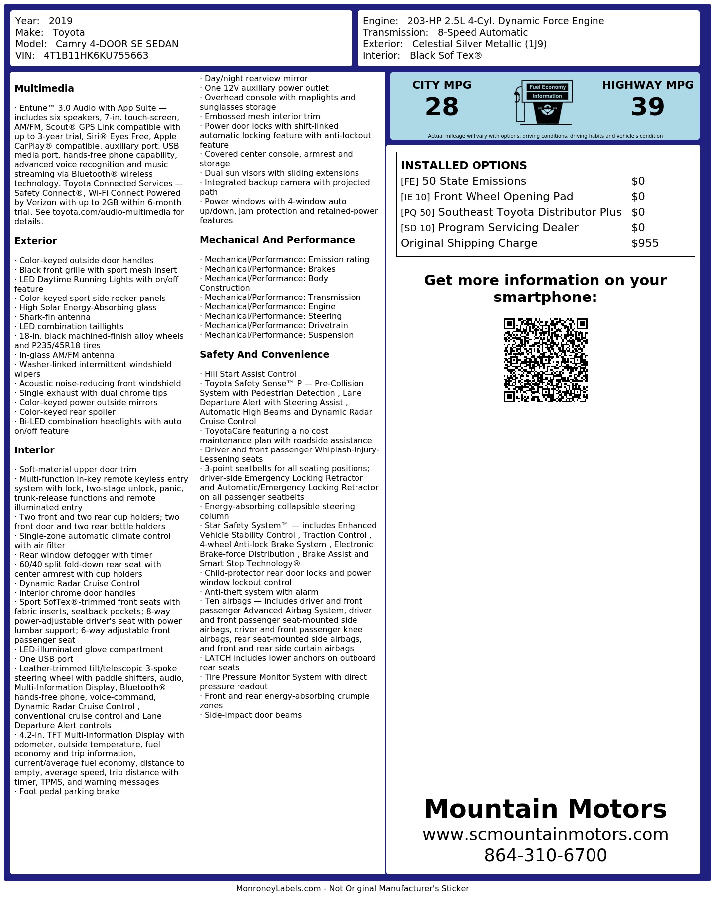 Monroney Label