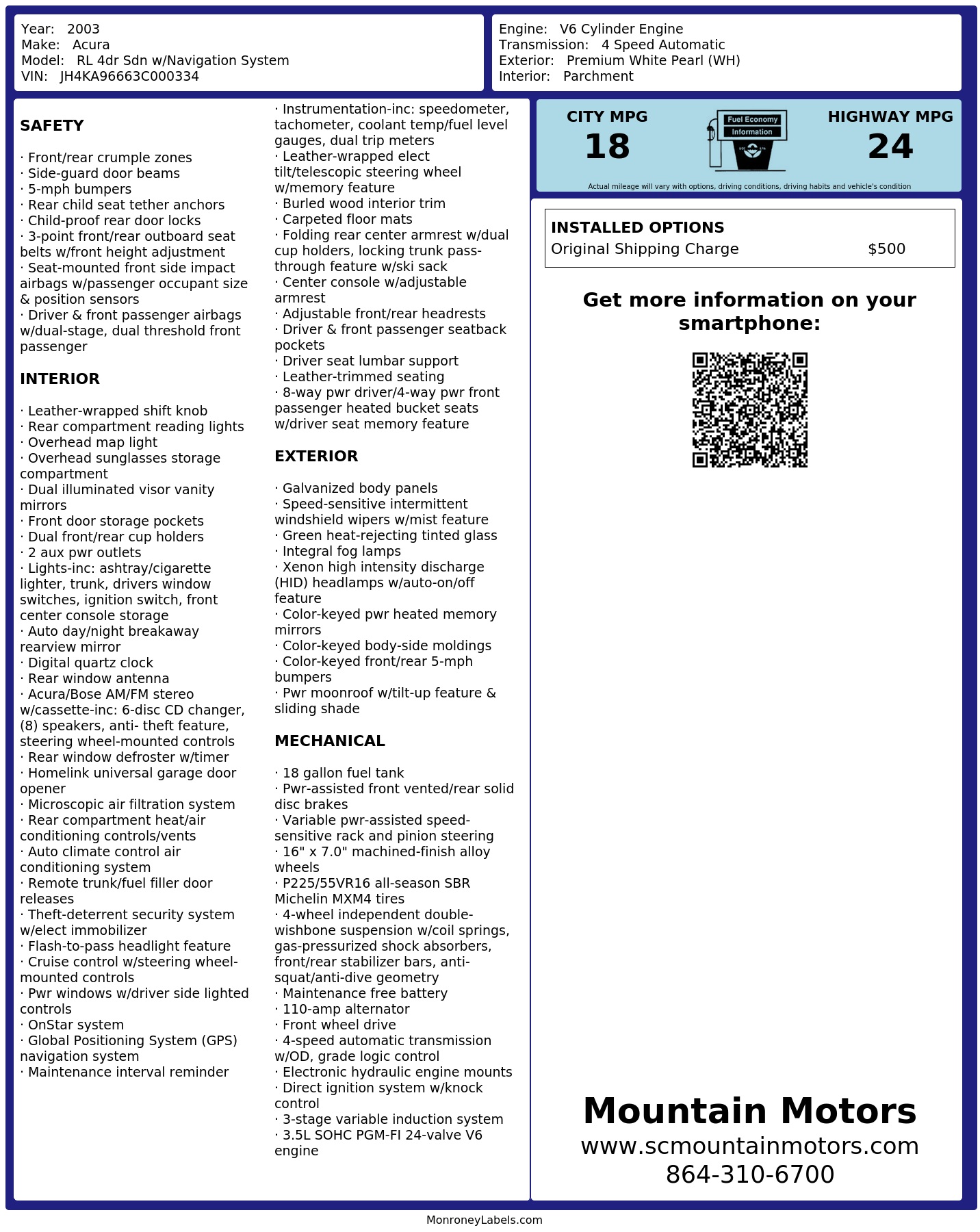 Monroney Label