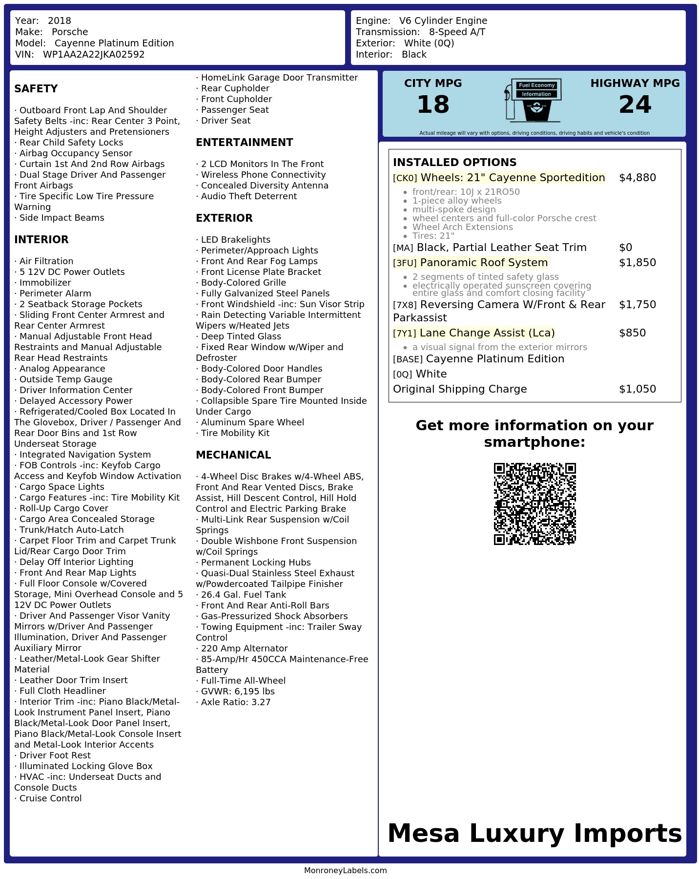 Monroney Label
