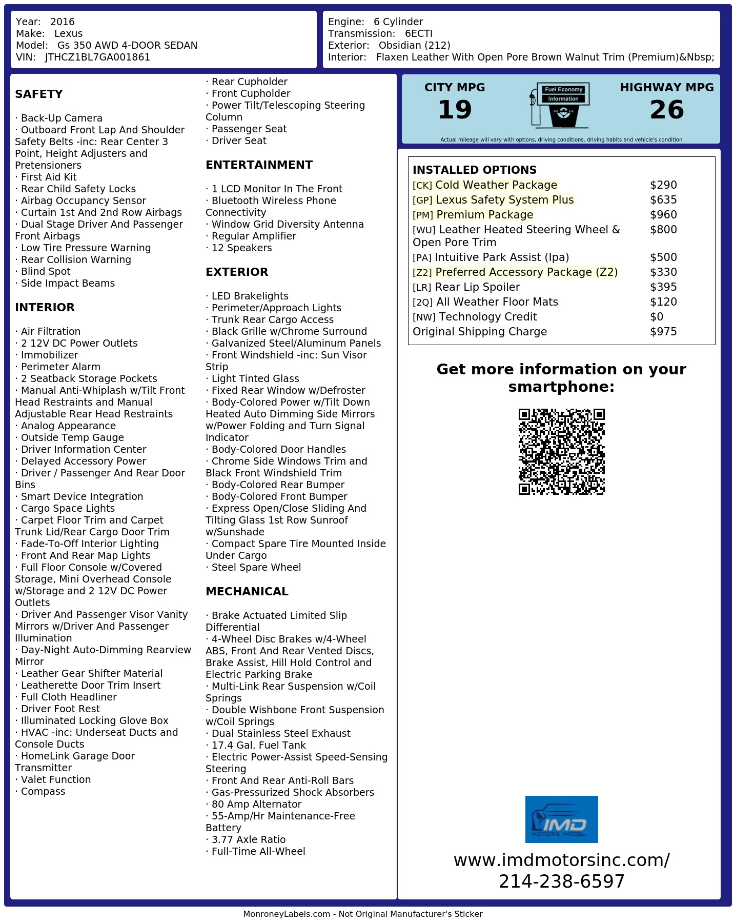 Monroney Label