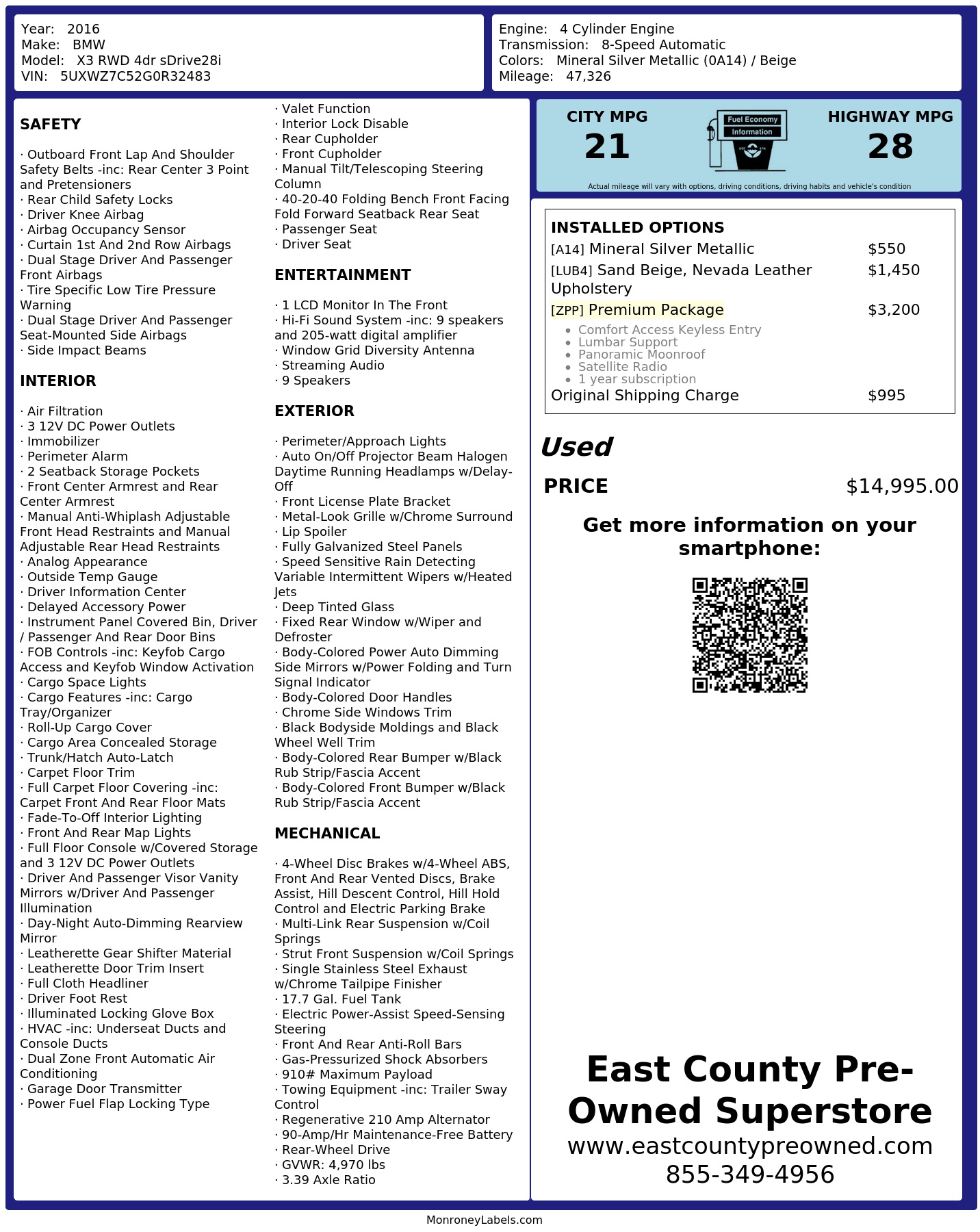 Monroney Label