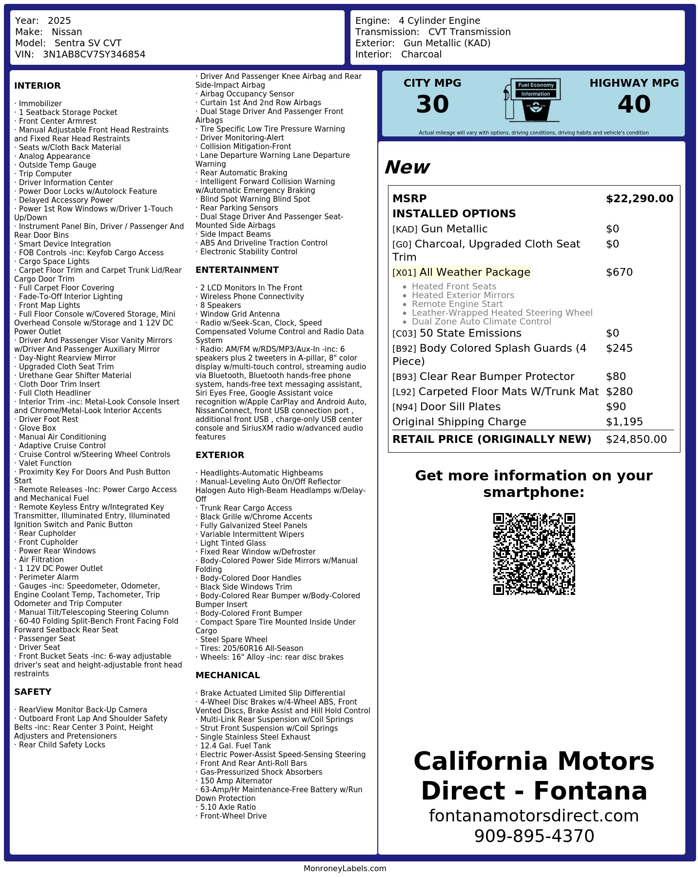 Monroney Label