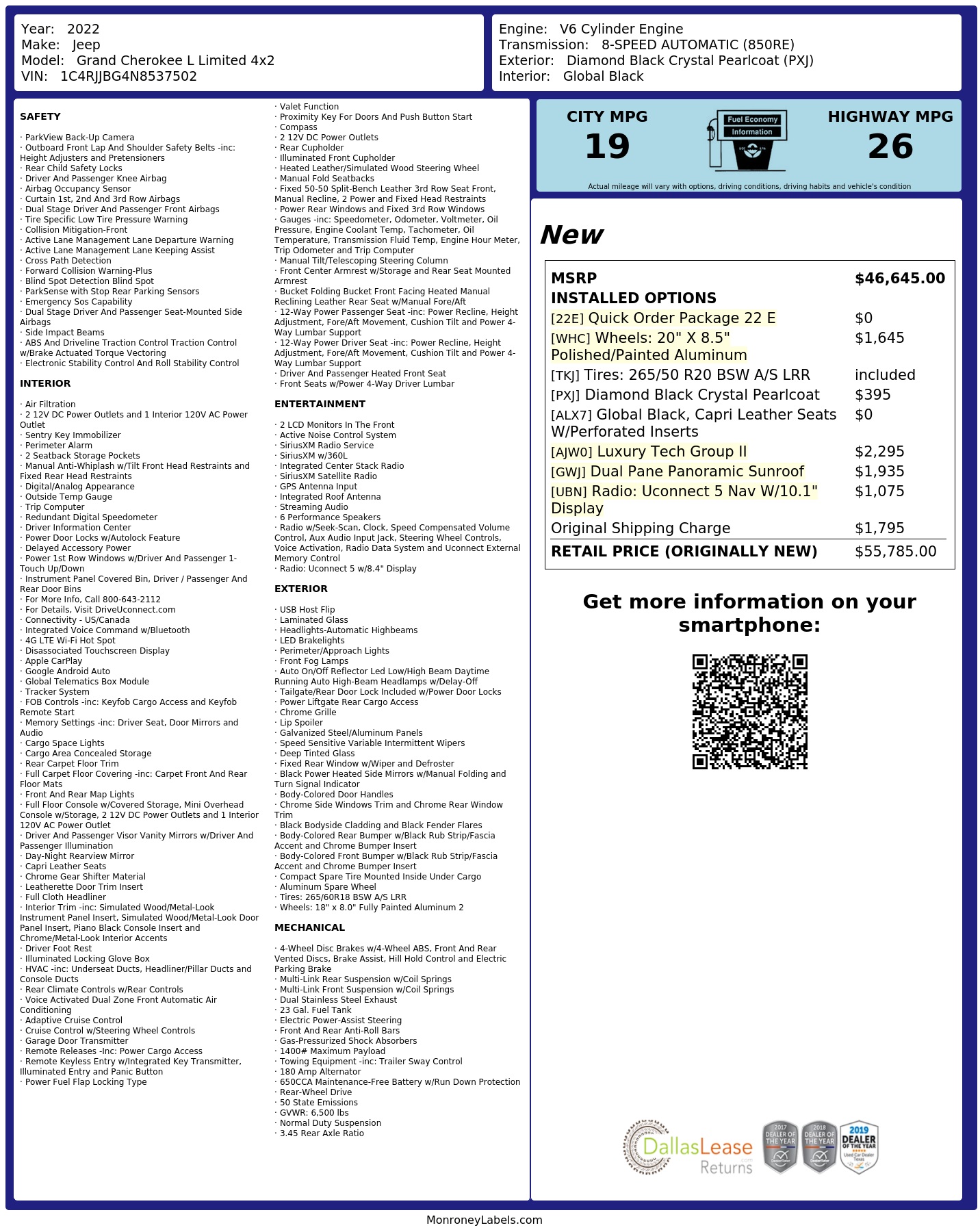 Monroney Label