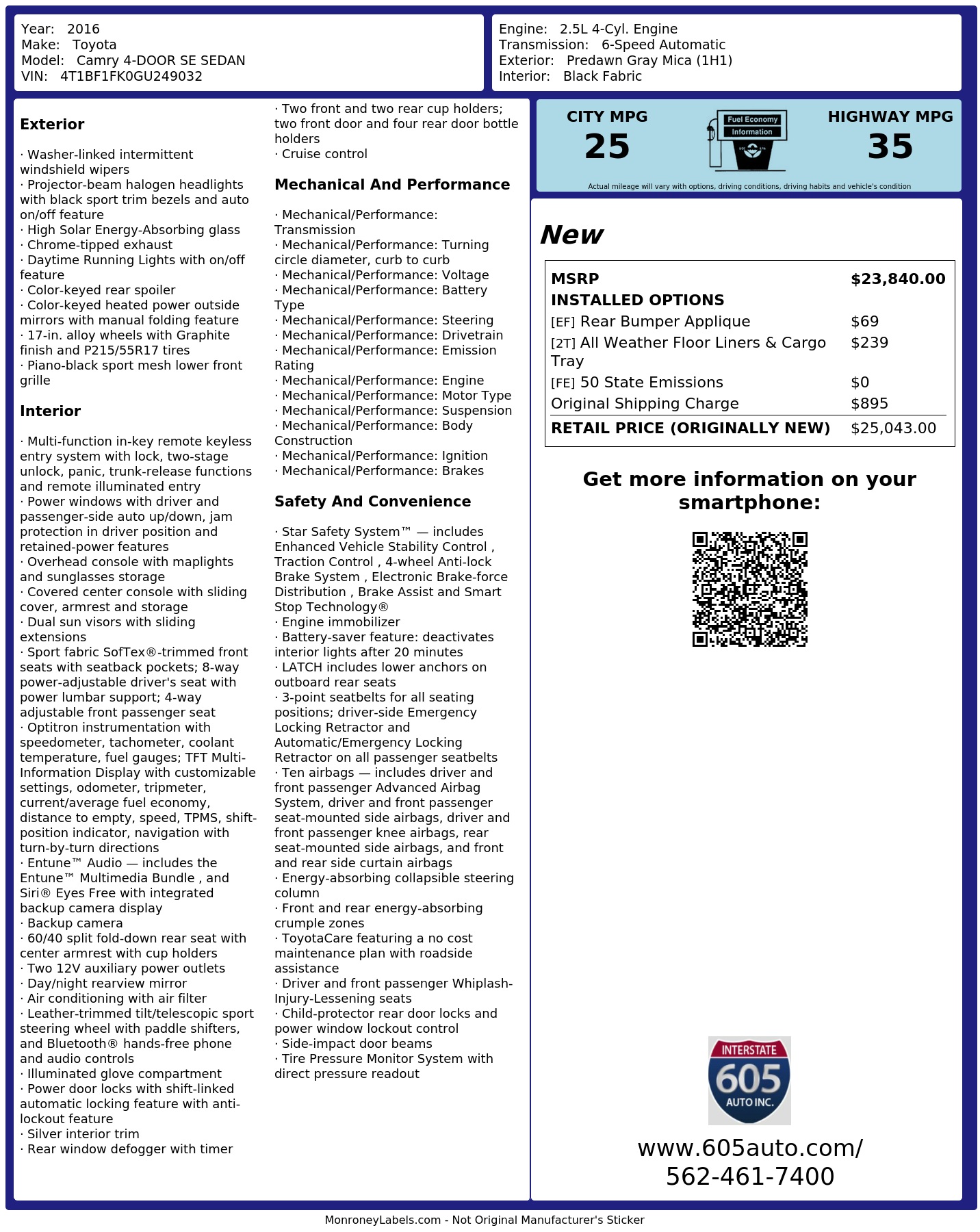 Monroney Label