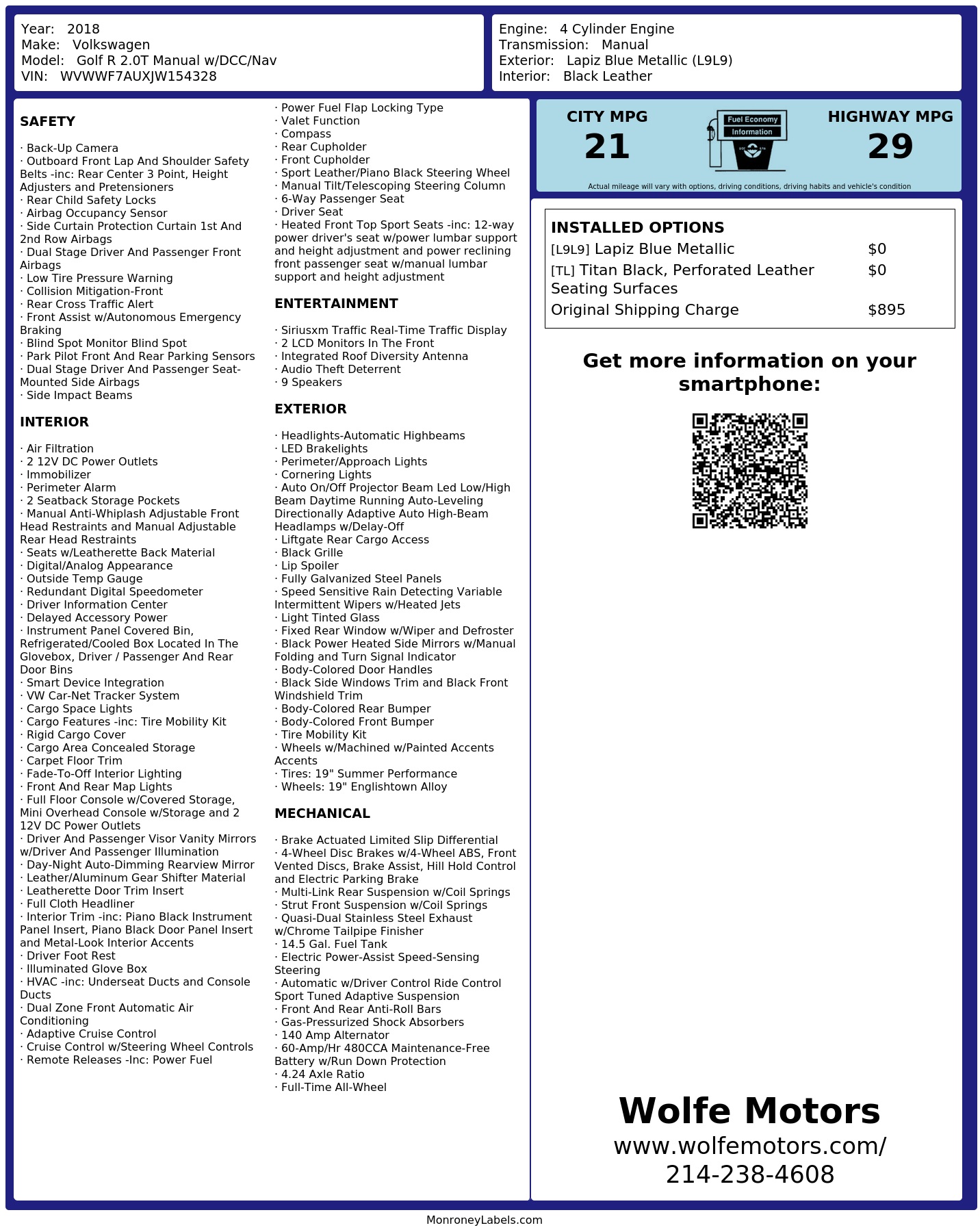 Monroney Label