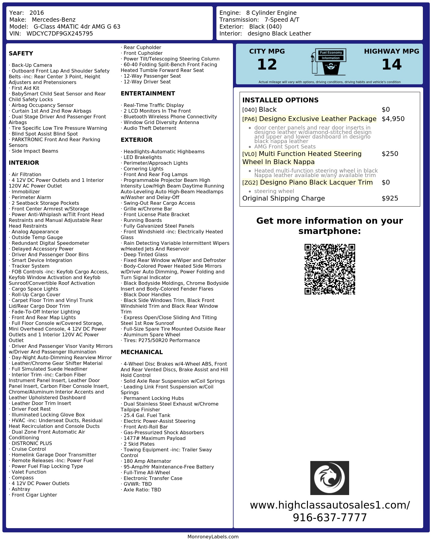 Monroney Label
