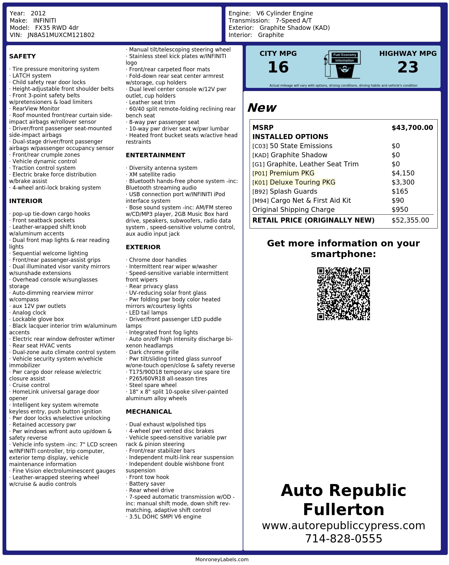 Monroney Label