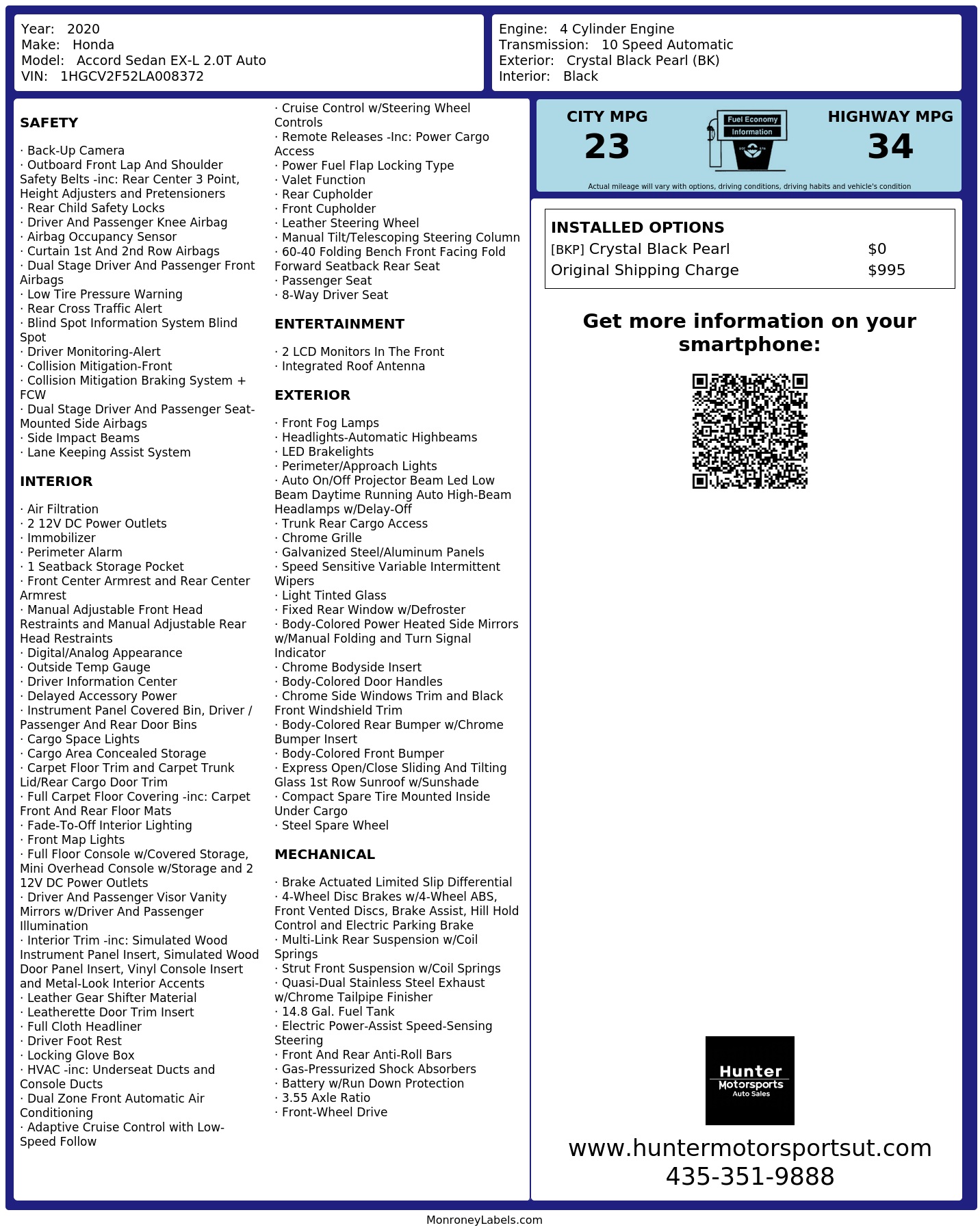 Monroney Label