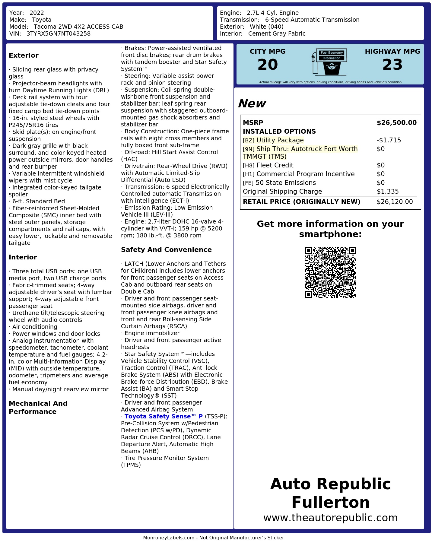 Monroney Label